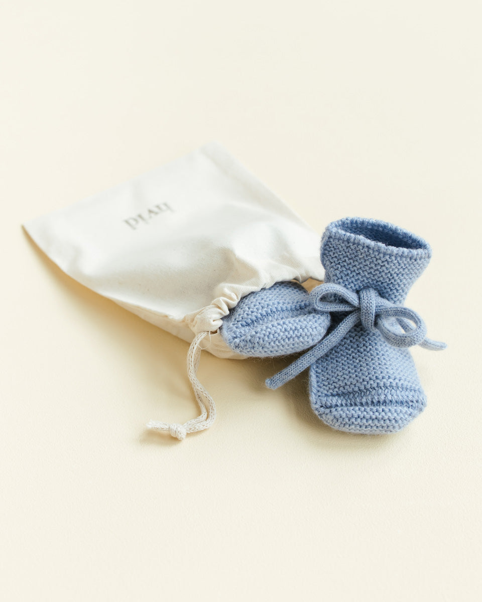 Hvid - Slofjes - 100% merinowol - Light Blue