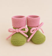 Hvid wollen babyslofjes lime pop cotton candy
