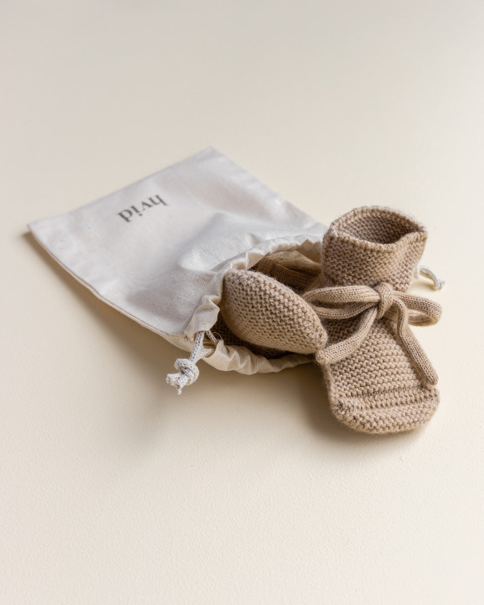 Hvid - Slofjes - 100% merinowol - Sand