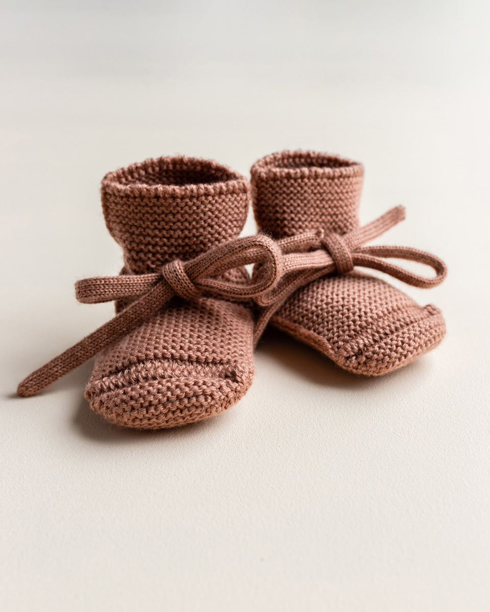 Hvid - Slofjes - 100% merinowol - Terracotta