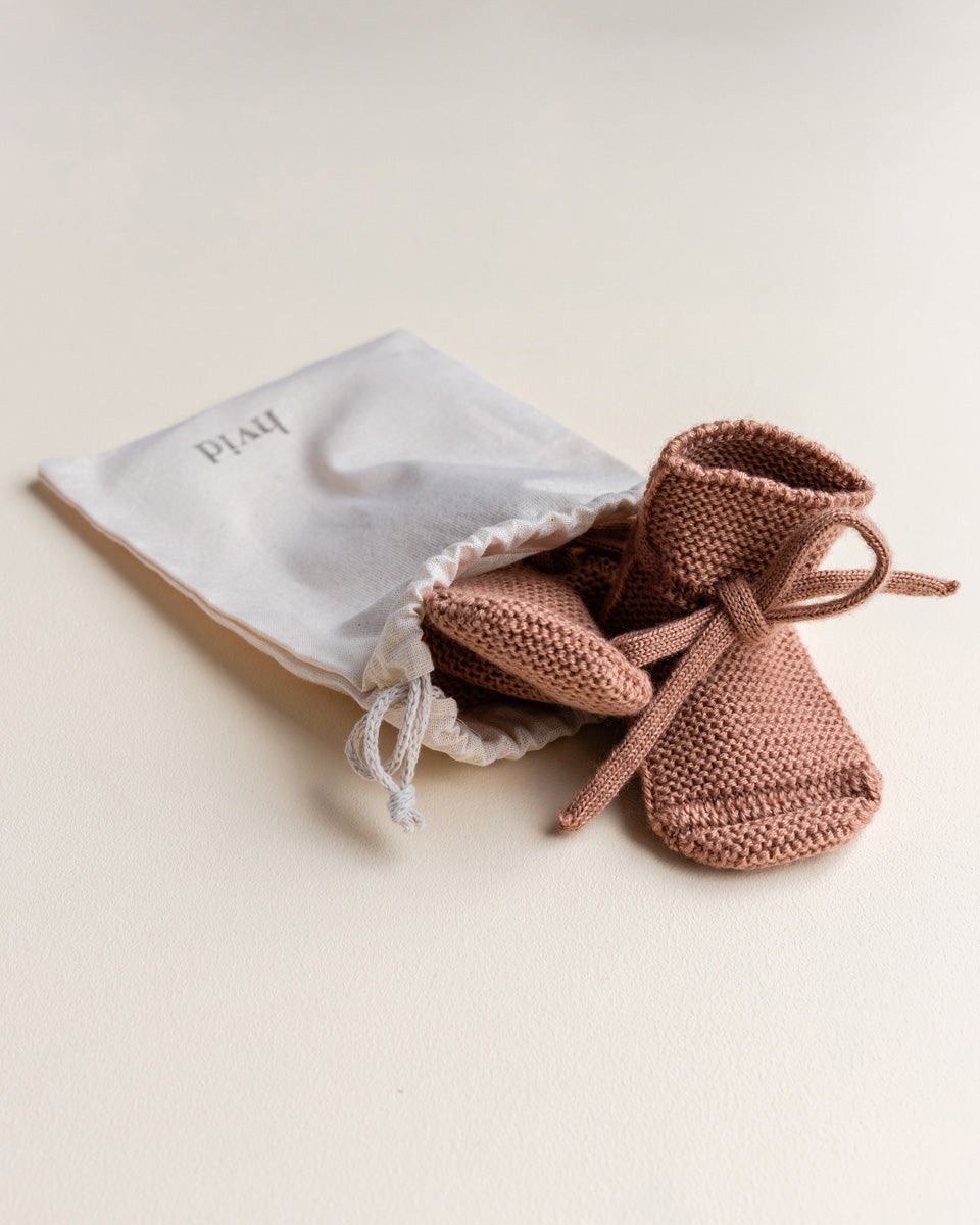 Hvid - Slofjes - 100% merinowol - Terracotta