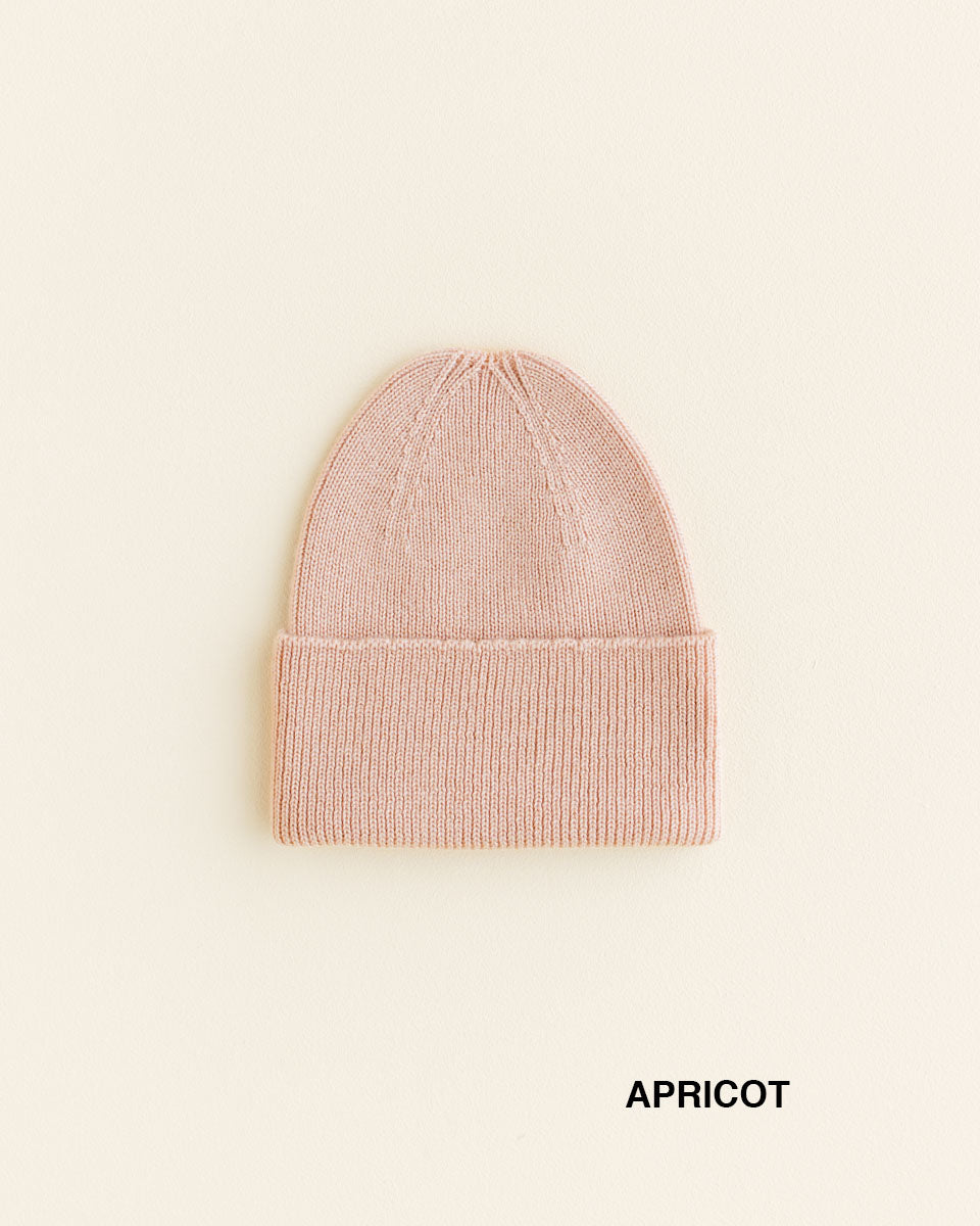 Hvid Wollen newborn mutsje Fonzie Apricot