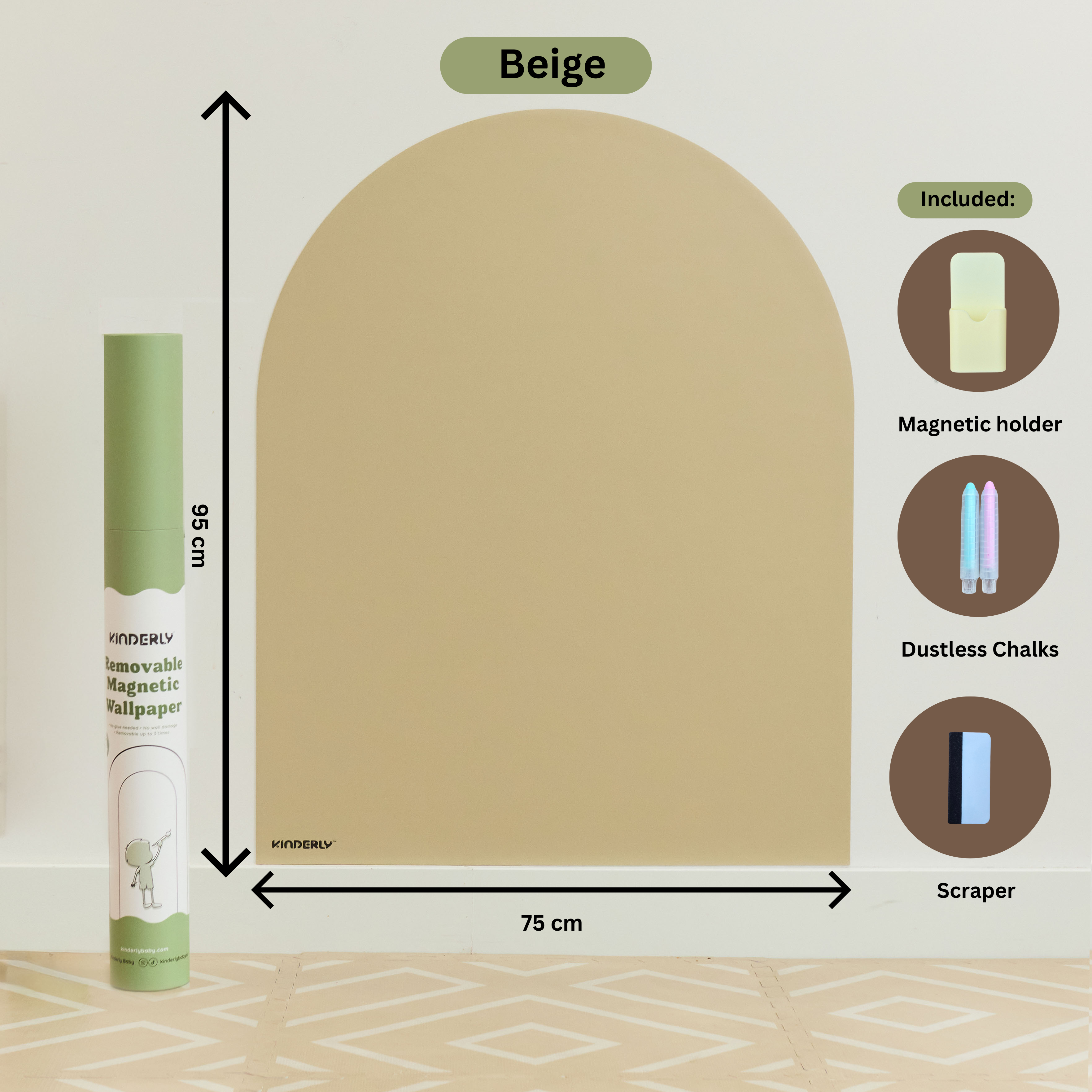 Kinderly Verwijderbaar Magnetisch Behang Beige
