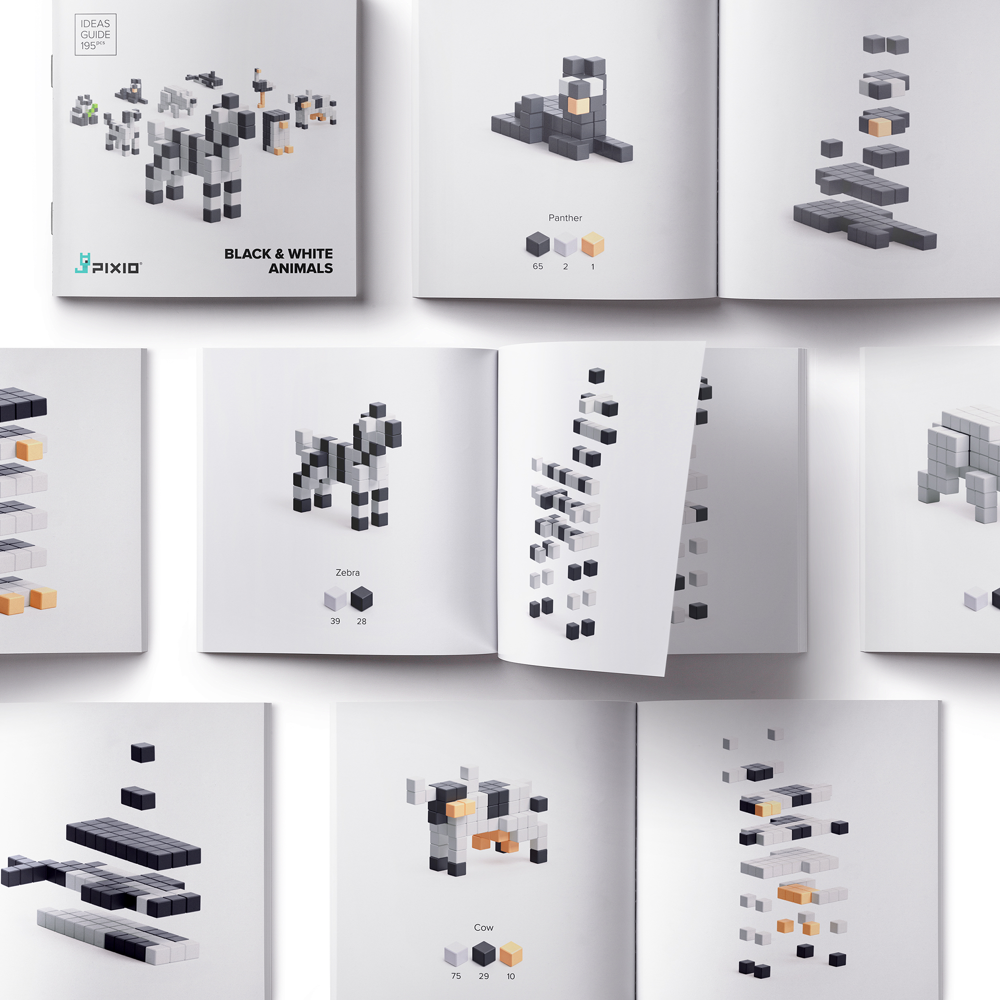 Pixio - Story Black & White Animals - 195 magneetblokjes