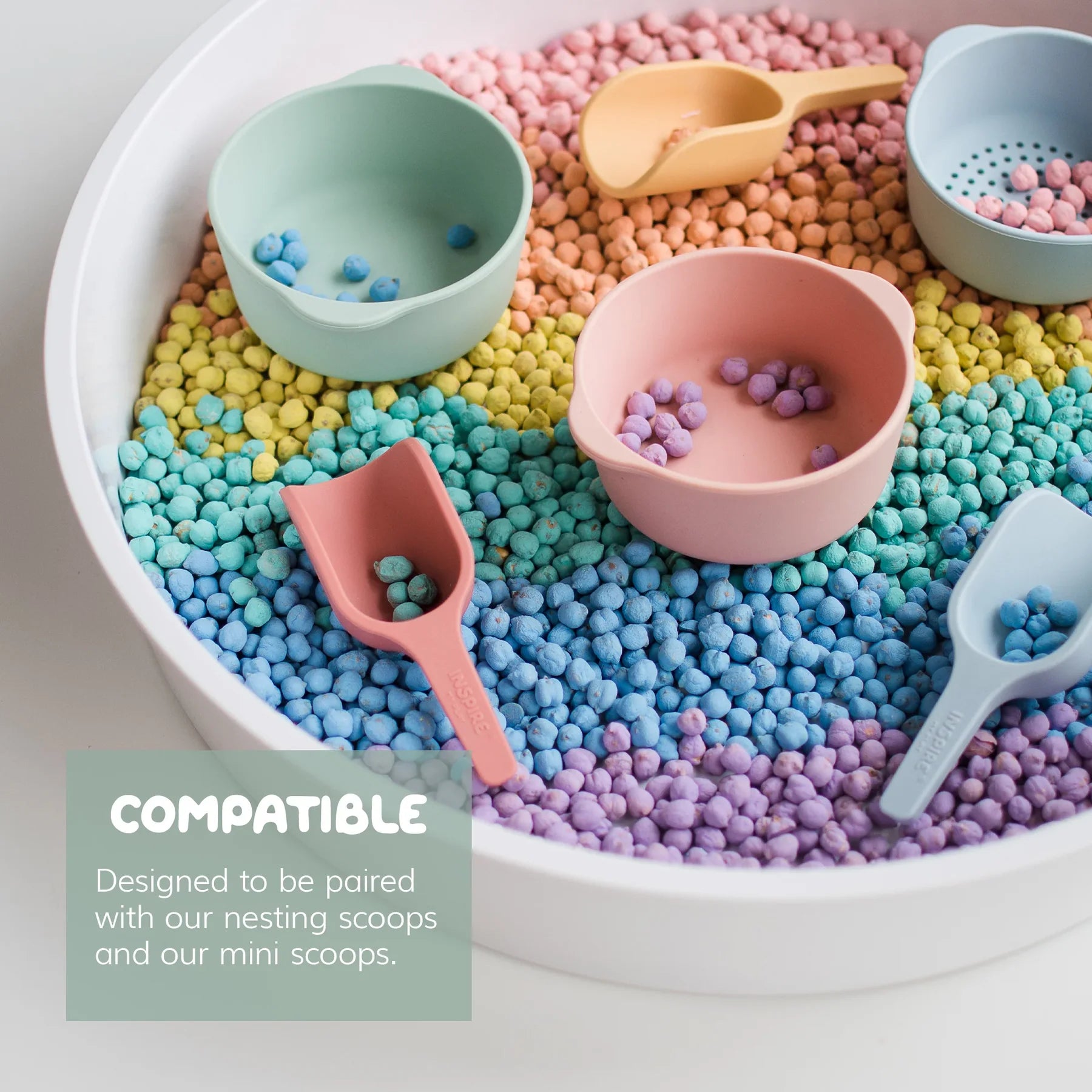 Inspire My Play Play Tray - 3 bakjes inclusief zeef Naturel