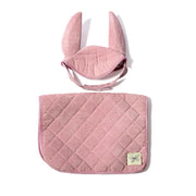 ByAstrup - Zadeldek en muts voor stokpaard - Corduroy - Roze
