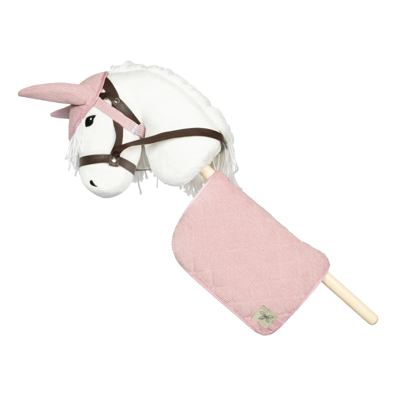 ByAstrup - Zadeldek en muts voor stokpaard - Corduroy - Roze