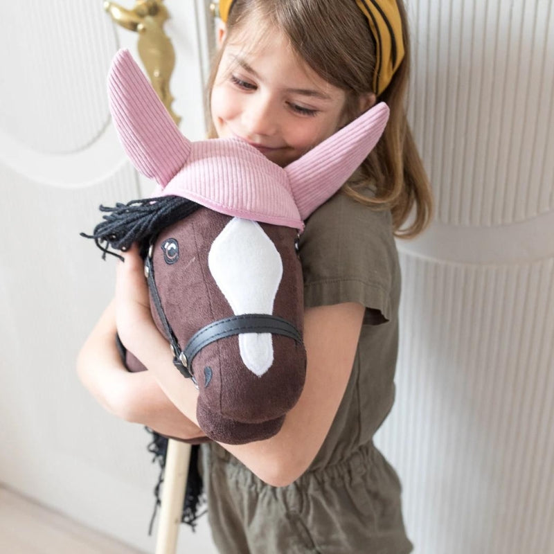 ByAstrup - Zadeldek en muts voor stokpaard - Corduroy - Roze