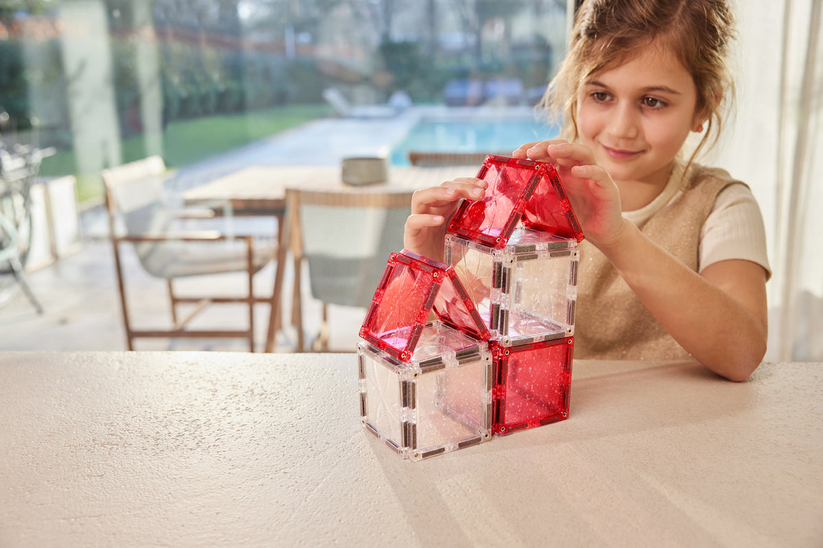 Cleverclixx - Glitter Tiles Pack Transparent / Pink (16 stuks)