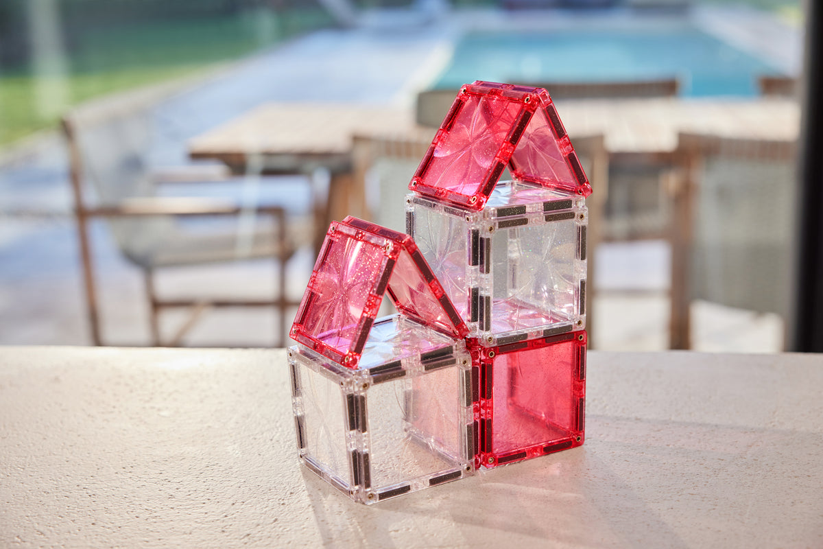 Cleverclixx - Glitter Tiles Pack Transparent / Pink (16 stuks)