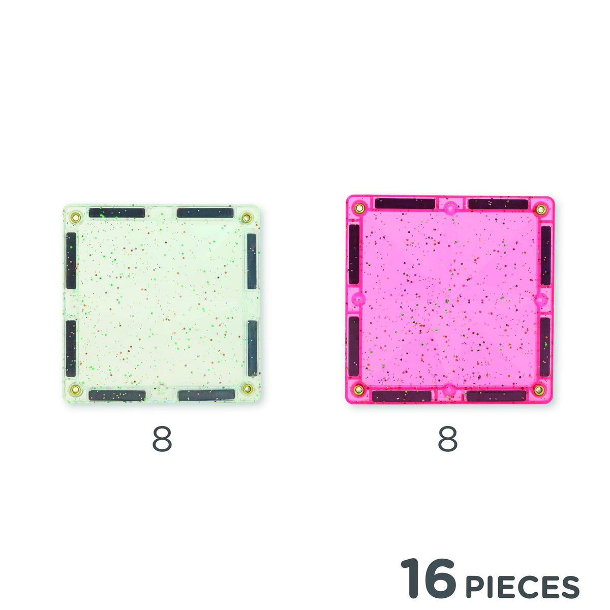 Cleverclixx - Glitter Tiles Pack Transparent / Pink (16 stuks)