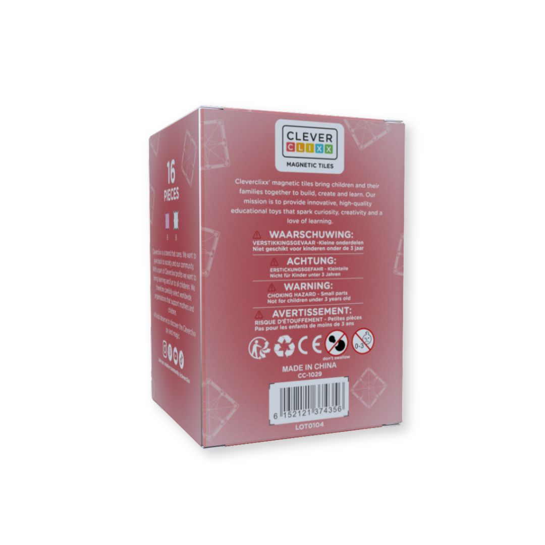 Cleverclixx - Glitter Tiles Pack Transparent / Pink (16 stuks)