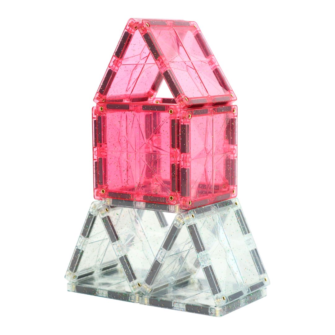 Cleverclixx - Glitter Tiles Pack Transparent / Pink (16 stuks)