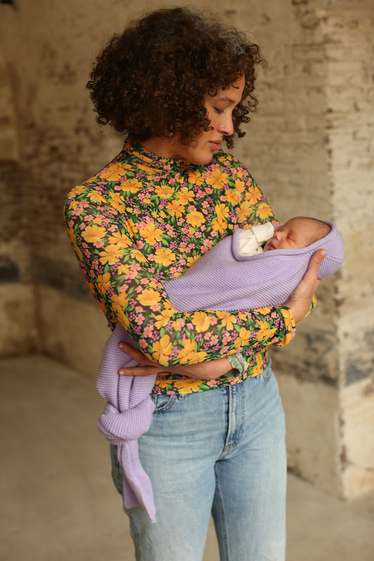 Hvid wollen cocoon lilac