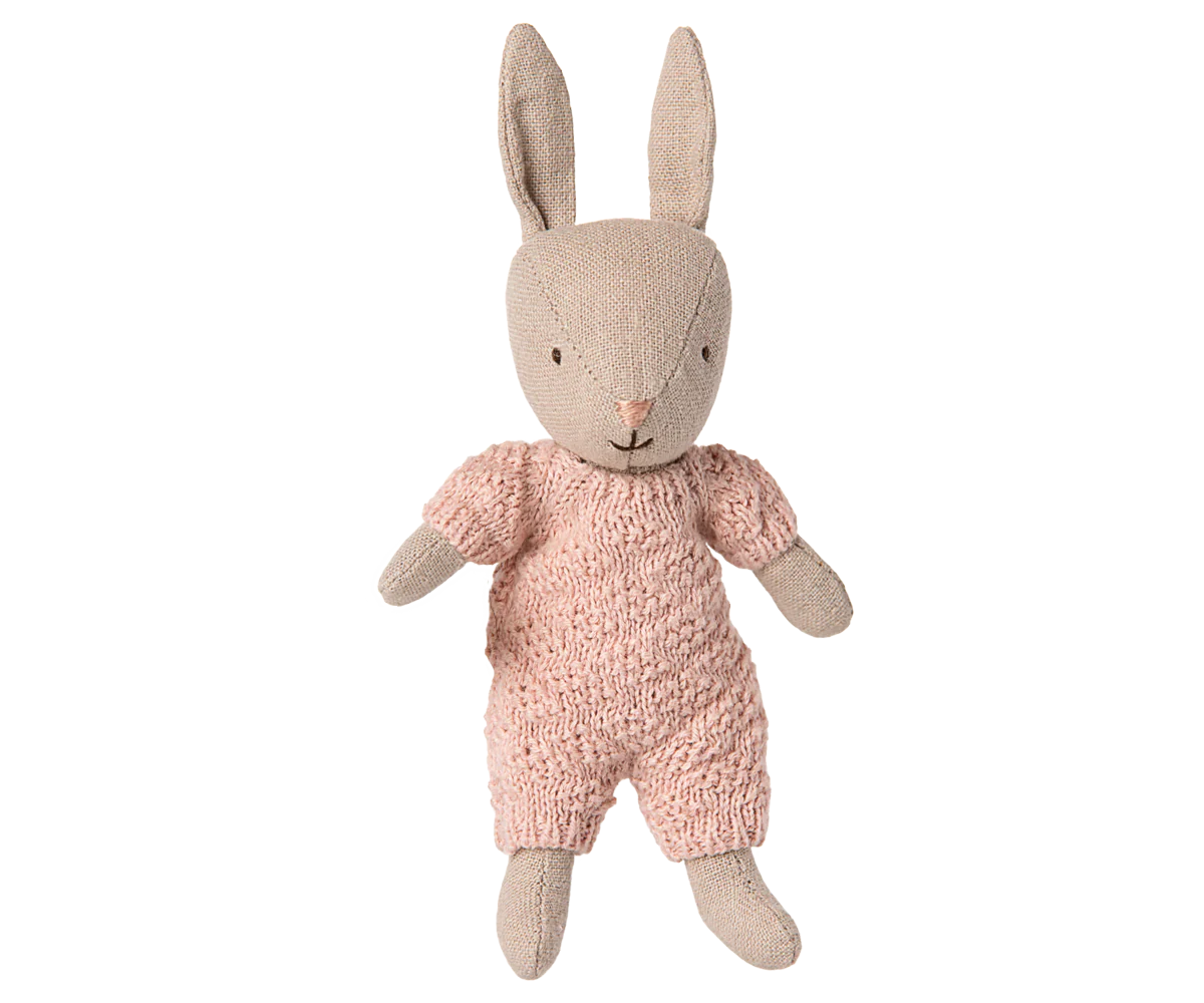 Maileg - Knuffel konijn - Micro rabbit Rose Knitted (13,5 cm)
