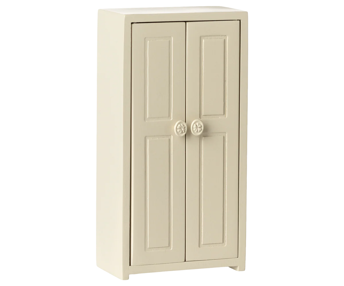 Maileg - Kast met 3 hangers (muis maat) voor in poppenhuis - Cream