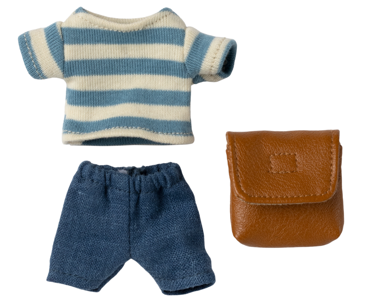 Maileg - Kledingset met Tas, Grote Broer Muis - Bruin