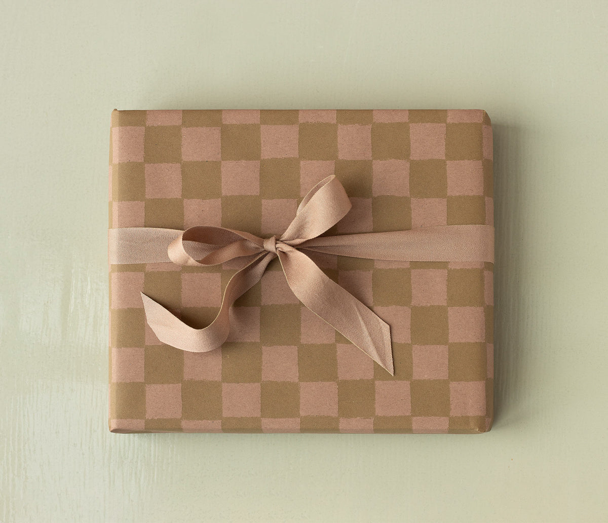 Maileg - Cadeaupapier, 10 m - Geblokt - Roze/Ocher
