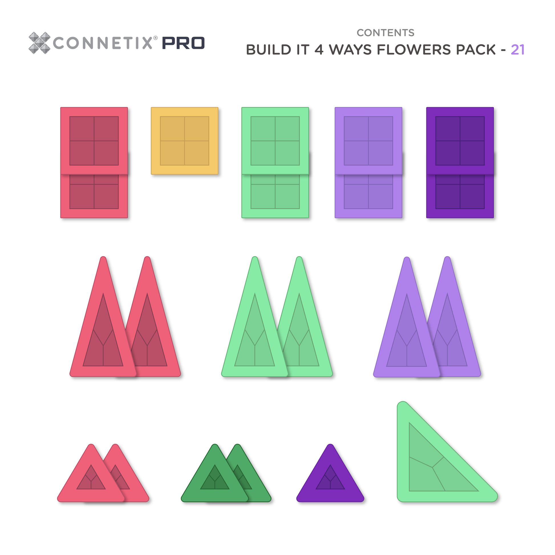 Connetix - PRO Bouw Het Op 4 Manieren Bloemen set 21 stuks