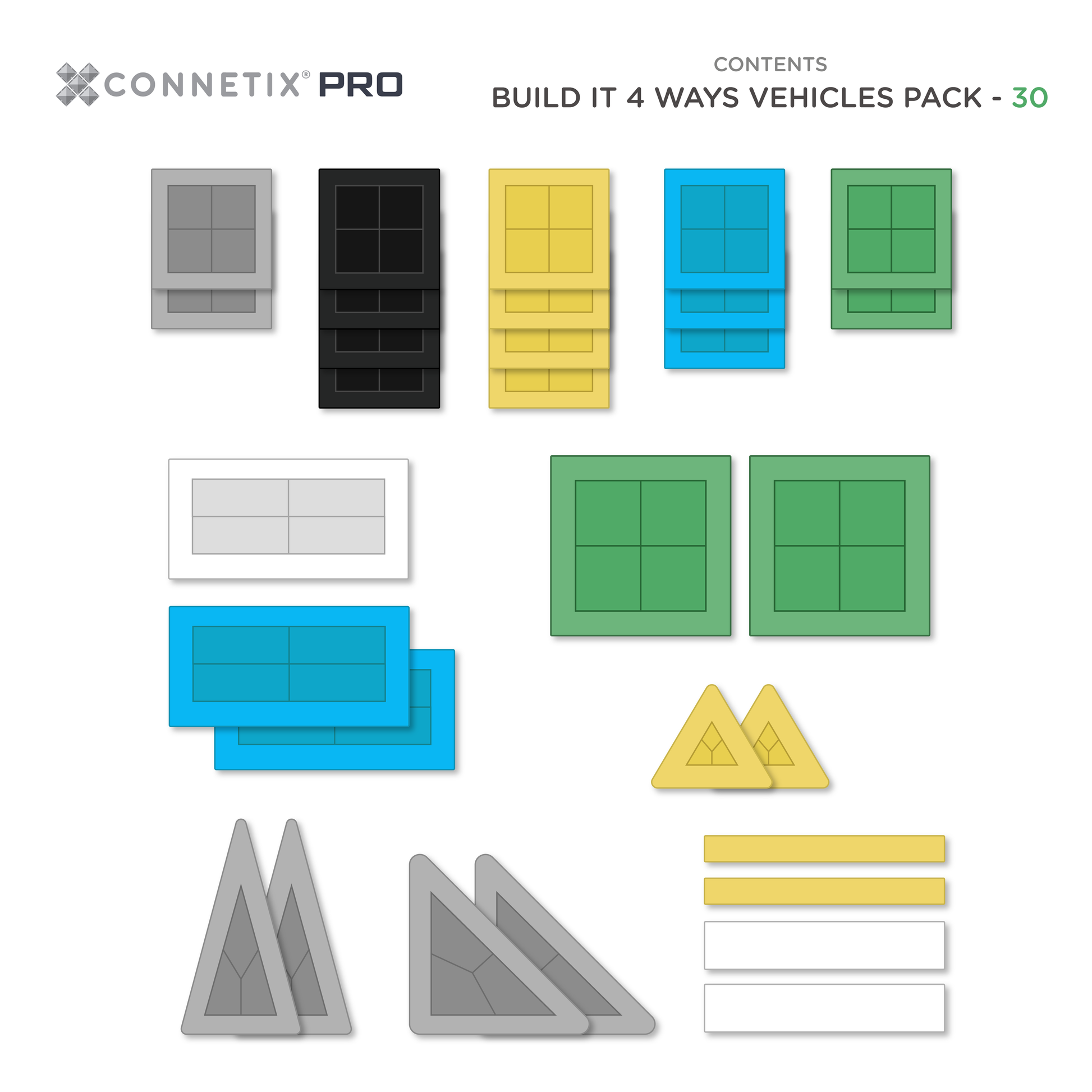 Connetix - PRO Bouw Het Op 4 Manieren Voertuigen set 30 stuks