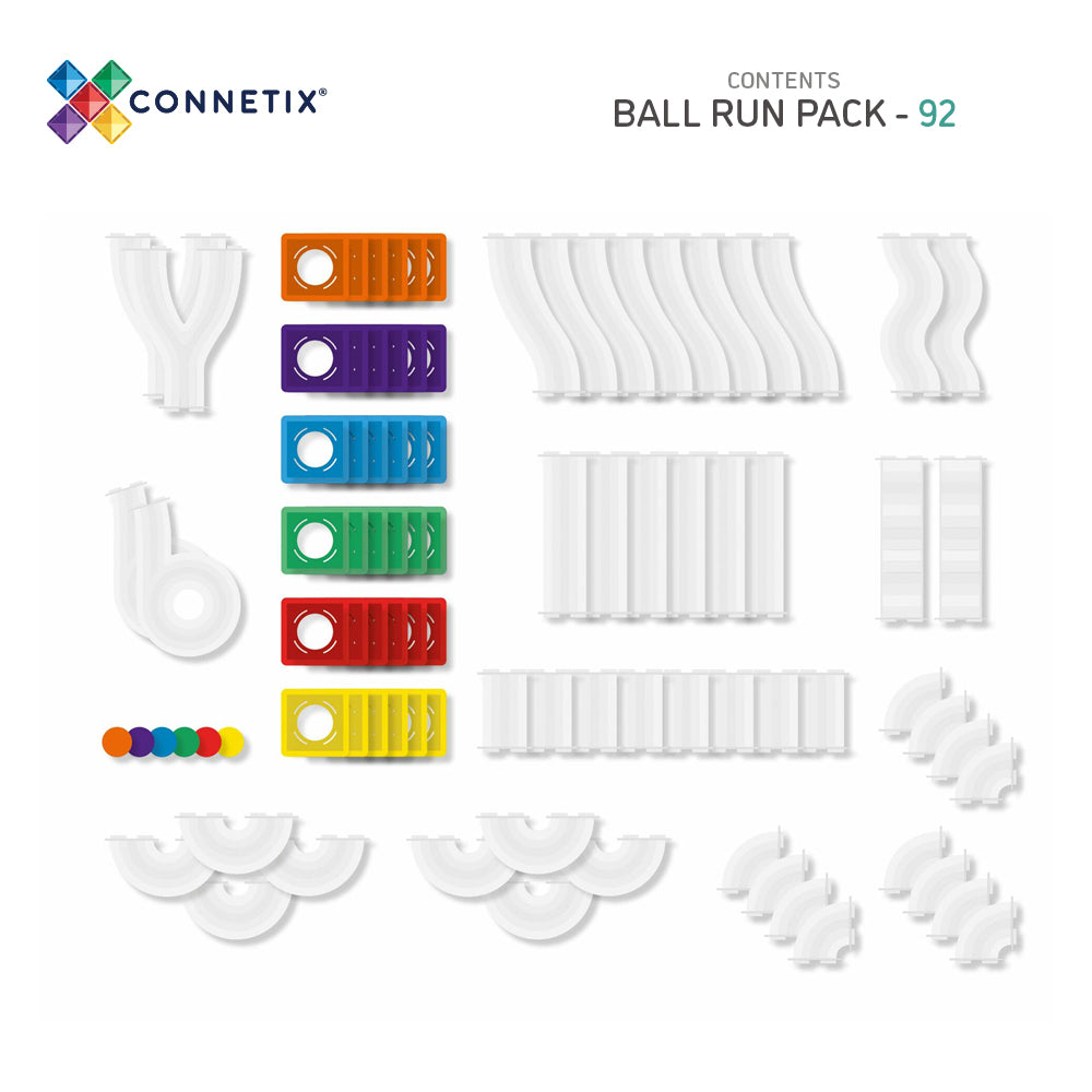 CONNETIX - Ball Run Pack knikkerbaan 92 stuks - magnetisch constructiespeelgoed