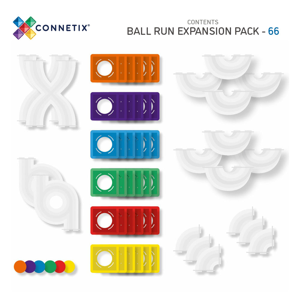 CONNETIX - Ball Run Pack knikkerbaan Uitbreiding 66 stuks - magnetisch constructiespeelgoed