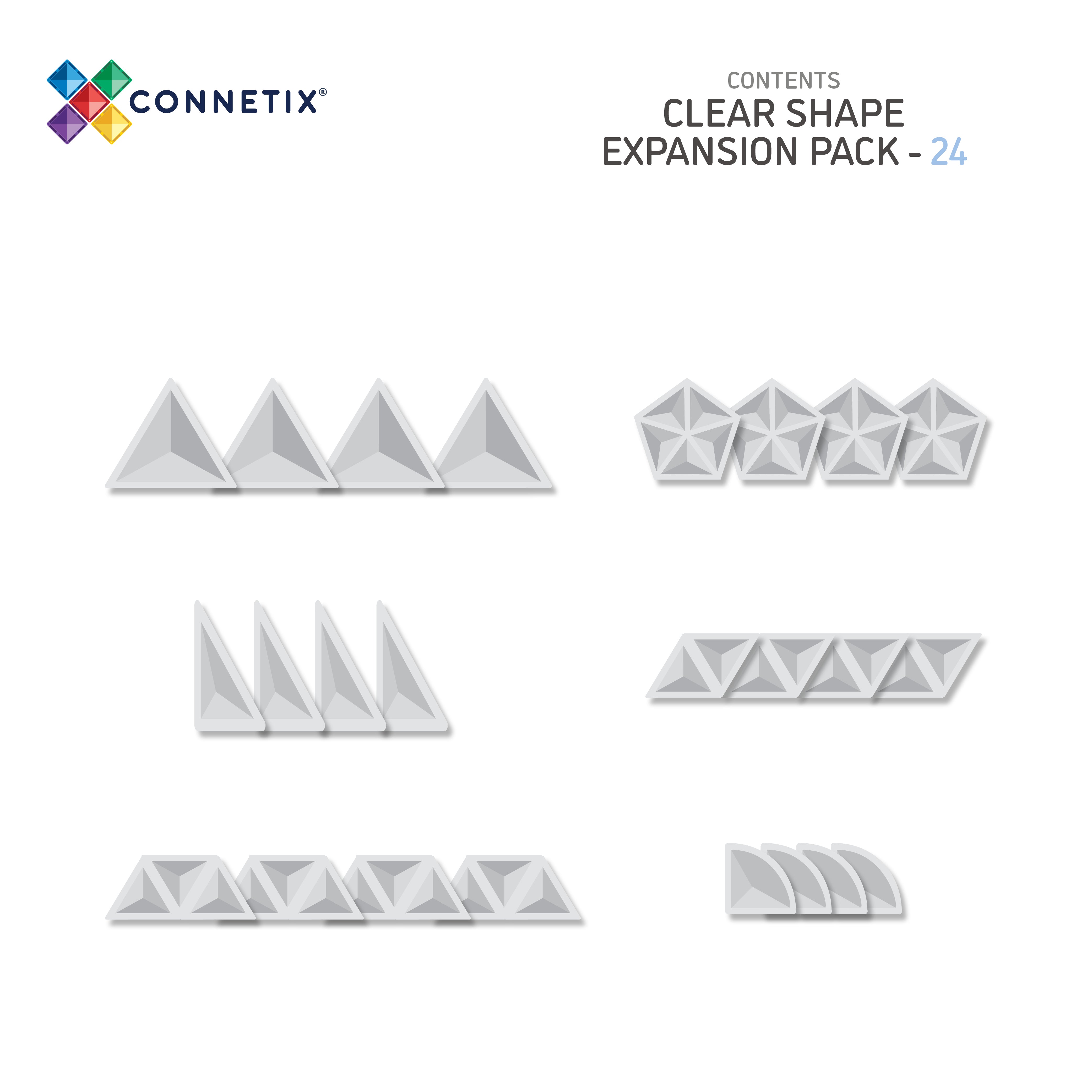 CONNETIX - Clear Pack Shape Expansion 24 stuks - magnetisch constructiespeelgoed