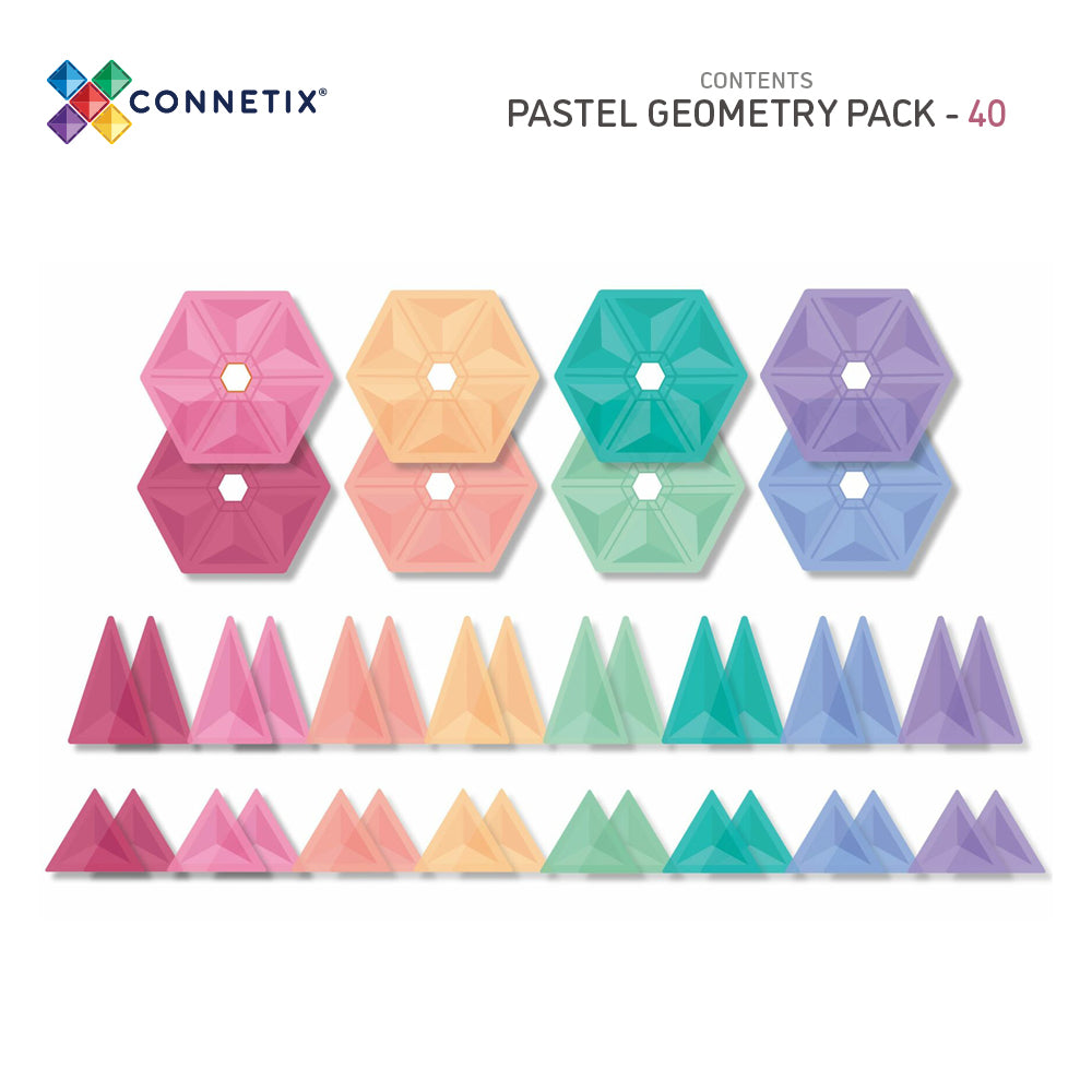 CONNETIX - 40delig Pastel Geometry Pack - magnetisch constructiespeelgoed