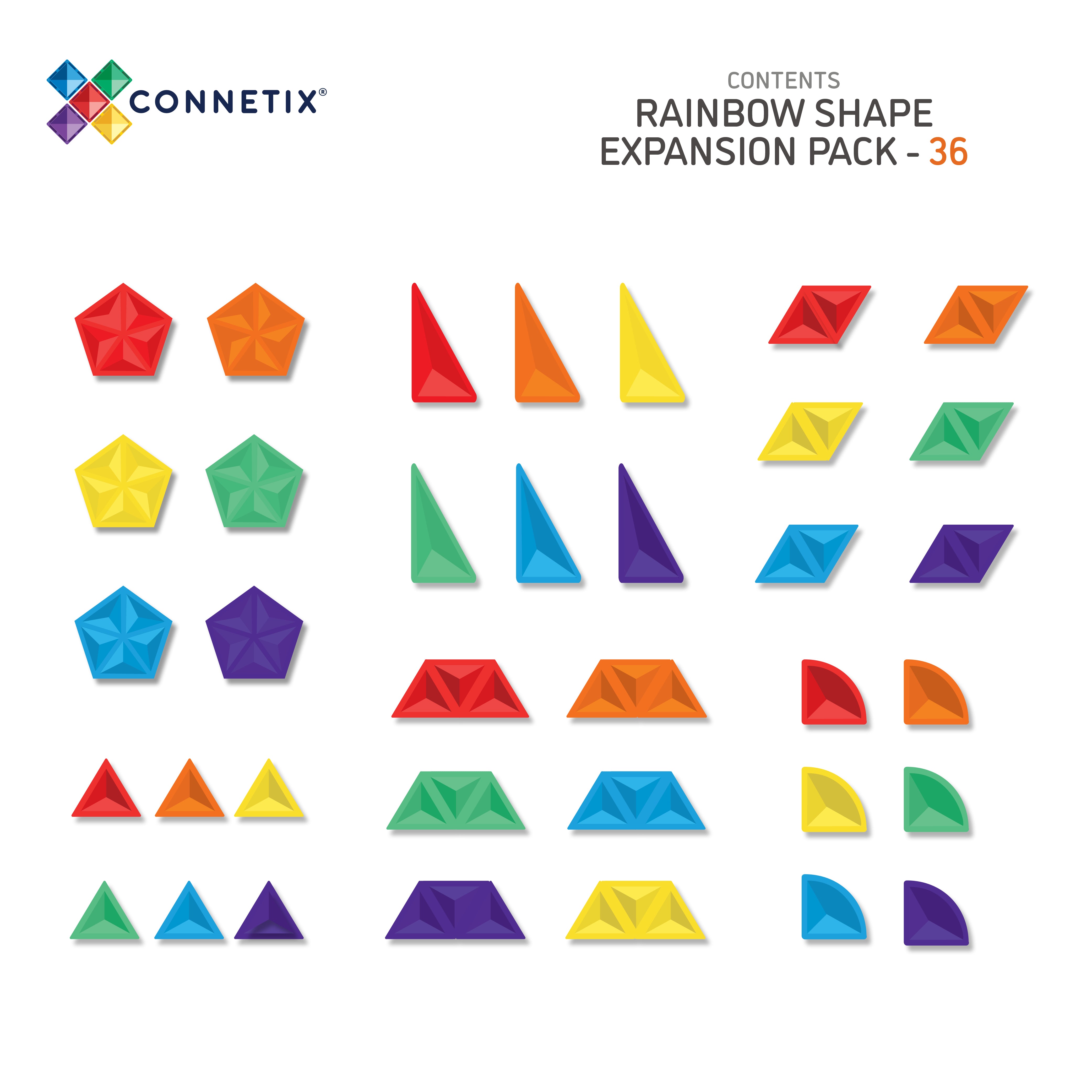 CONNETIX - Rainbow Shape Expansion Pack 36 stuks - magnetisch constructiespeelgoed