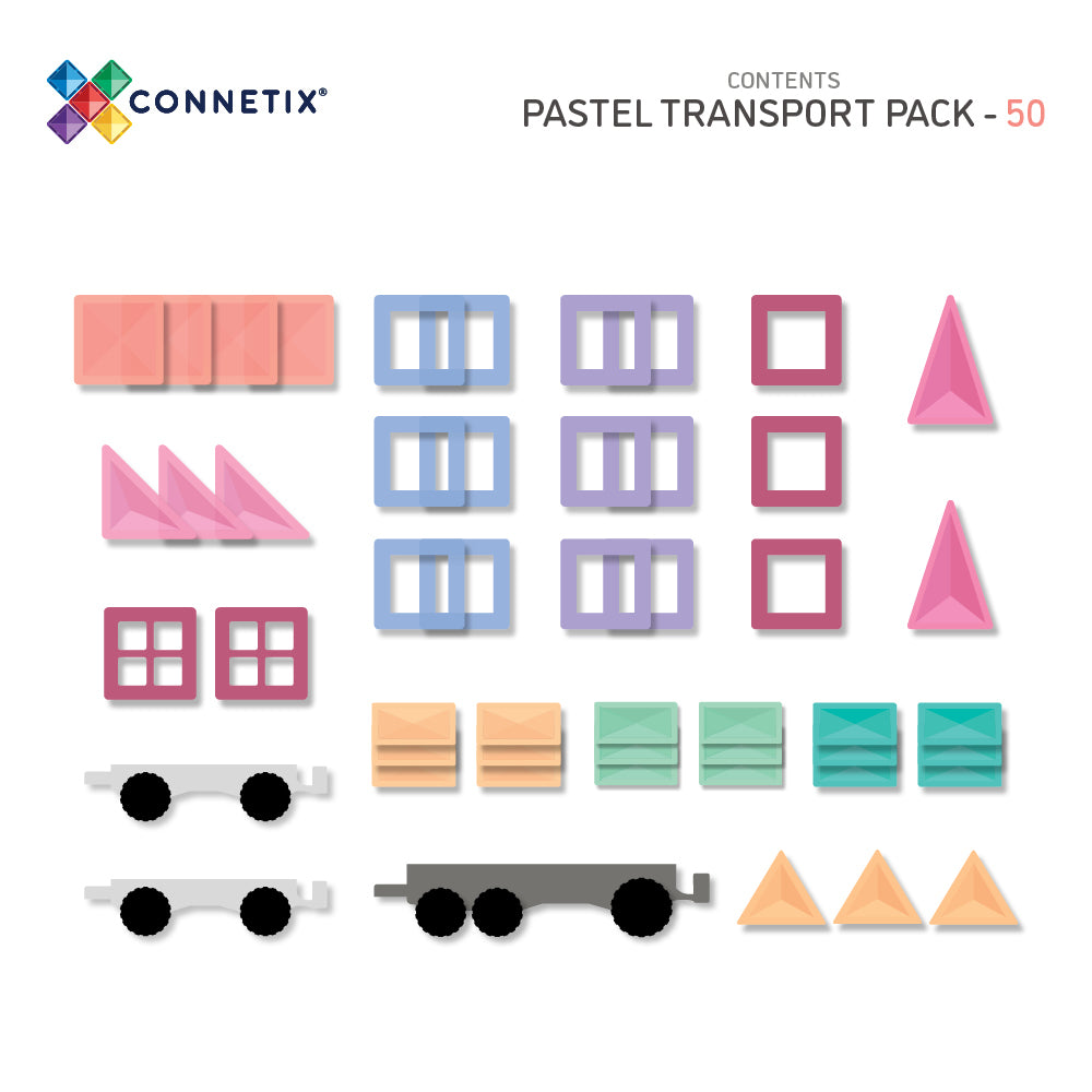 CONNETIX - Pastel Transport 50 stuks - magnetisch constructiespeelgoed