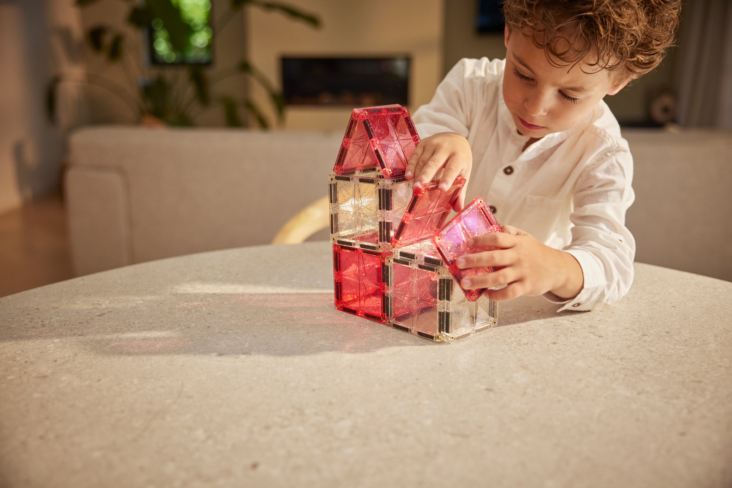 Cleverclixx - Glitter Tiles Pack Transparent / Pink (16 stuks)