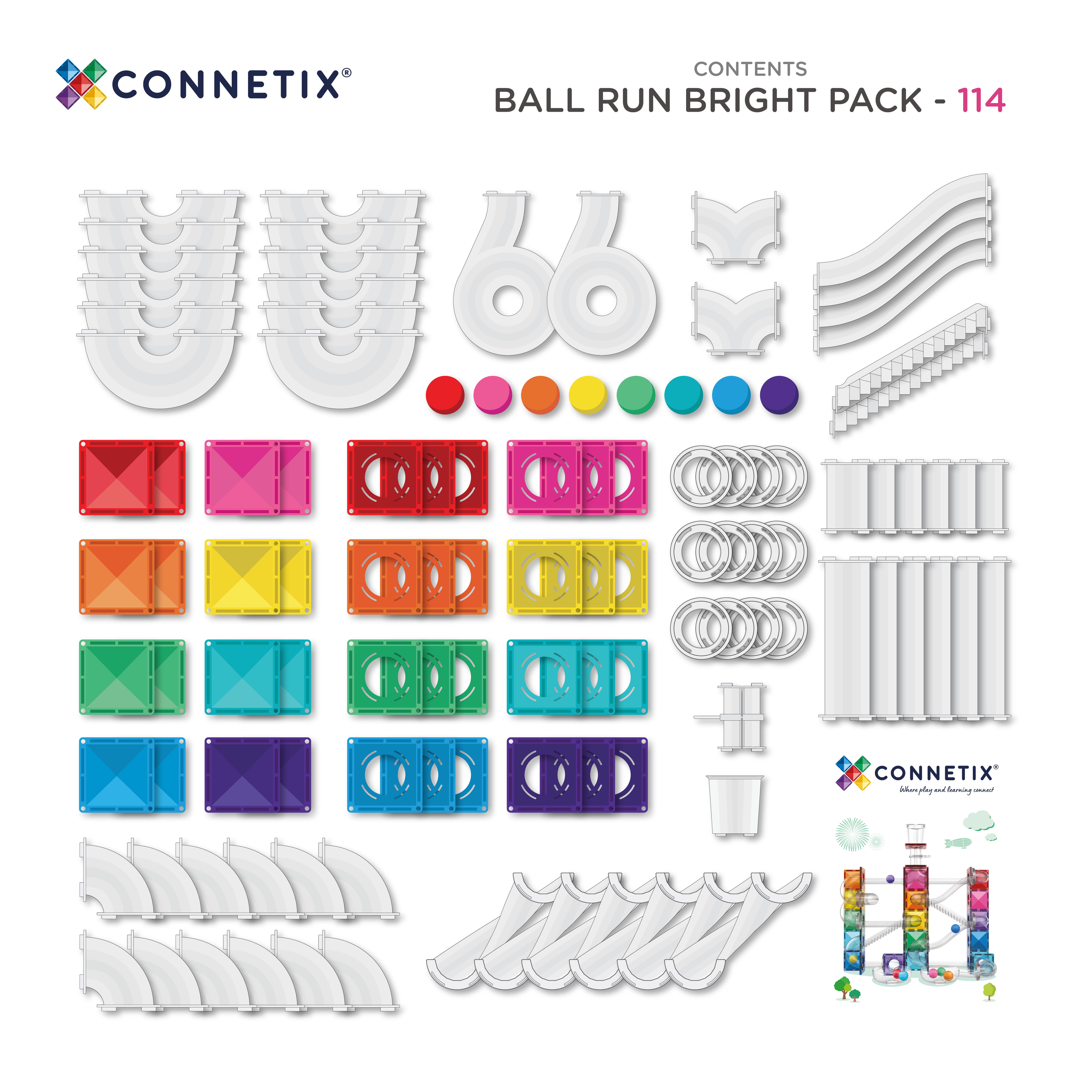 CONNETIX - Knikkerbaan Bright set 114 stuks