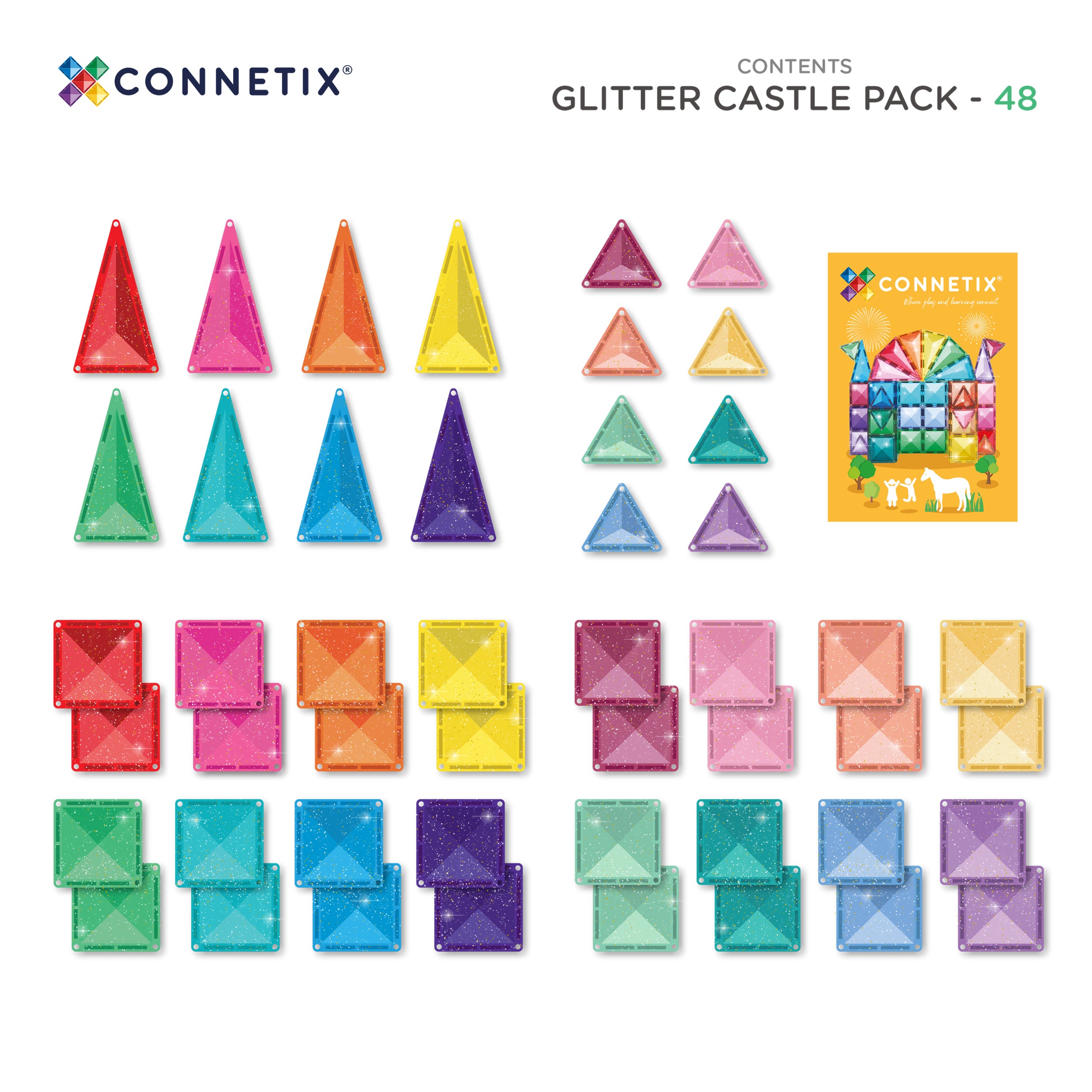 CONNETIX - Glitter Castle Pack 48 stuks - magnetisch constructiespeelgoed