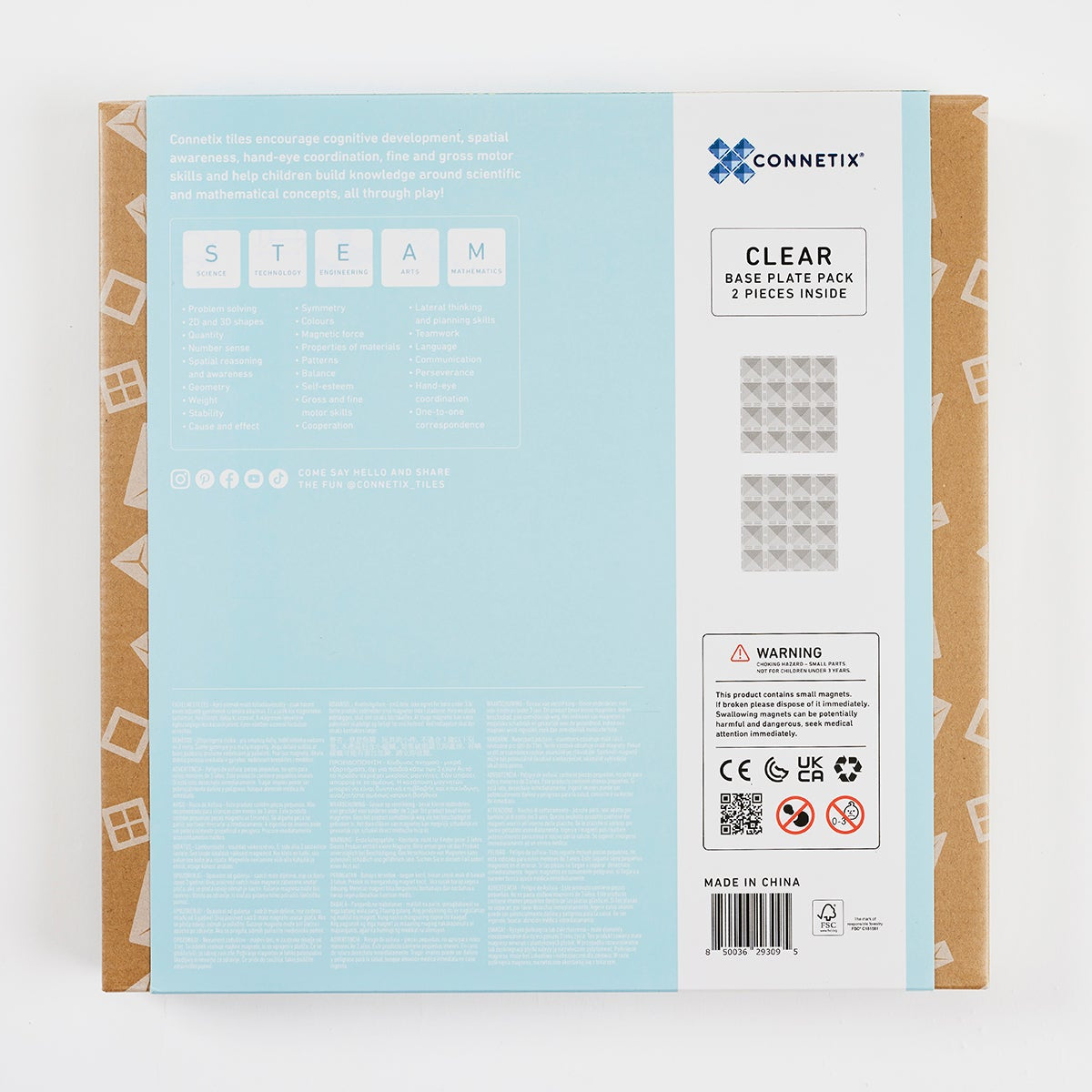 CONNETIX - 2 Clear basisplaten 30 x 30 cm - magnetisch constructiespeelgoed