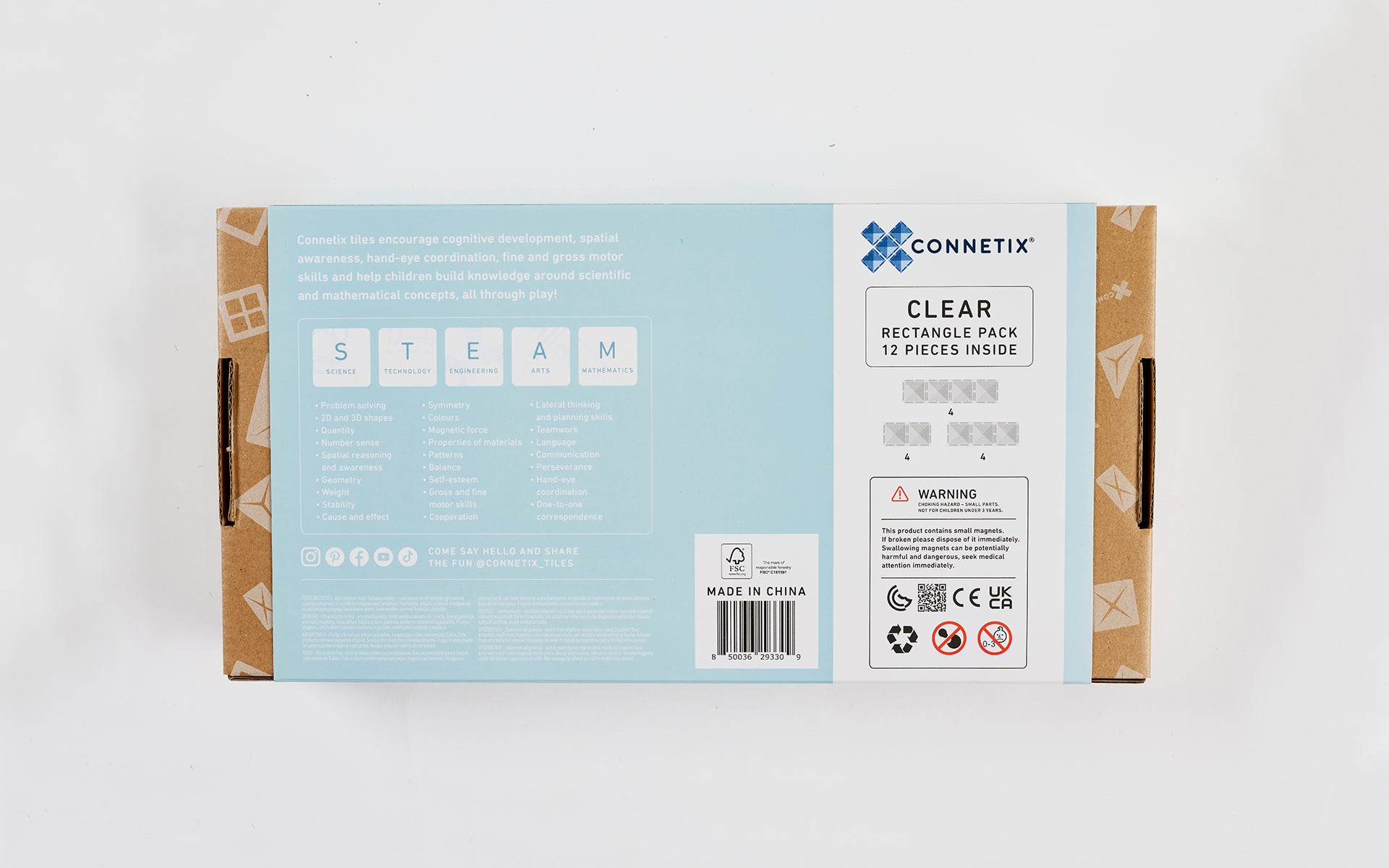 CONNETIX - Rectangle Clear Pack 12 stuks - magnetisch constructiespeelgoed