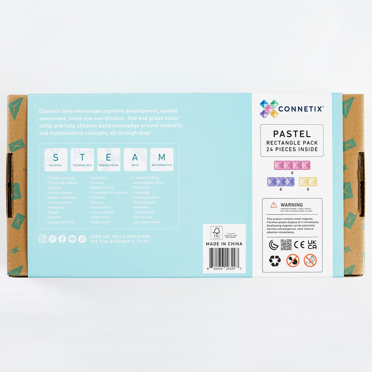 CONNETIX - Pastel Rectangle Pack 24 stuks - magnetisch constructiespeelgoed