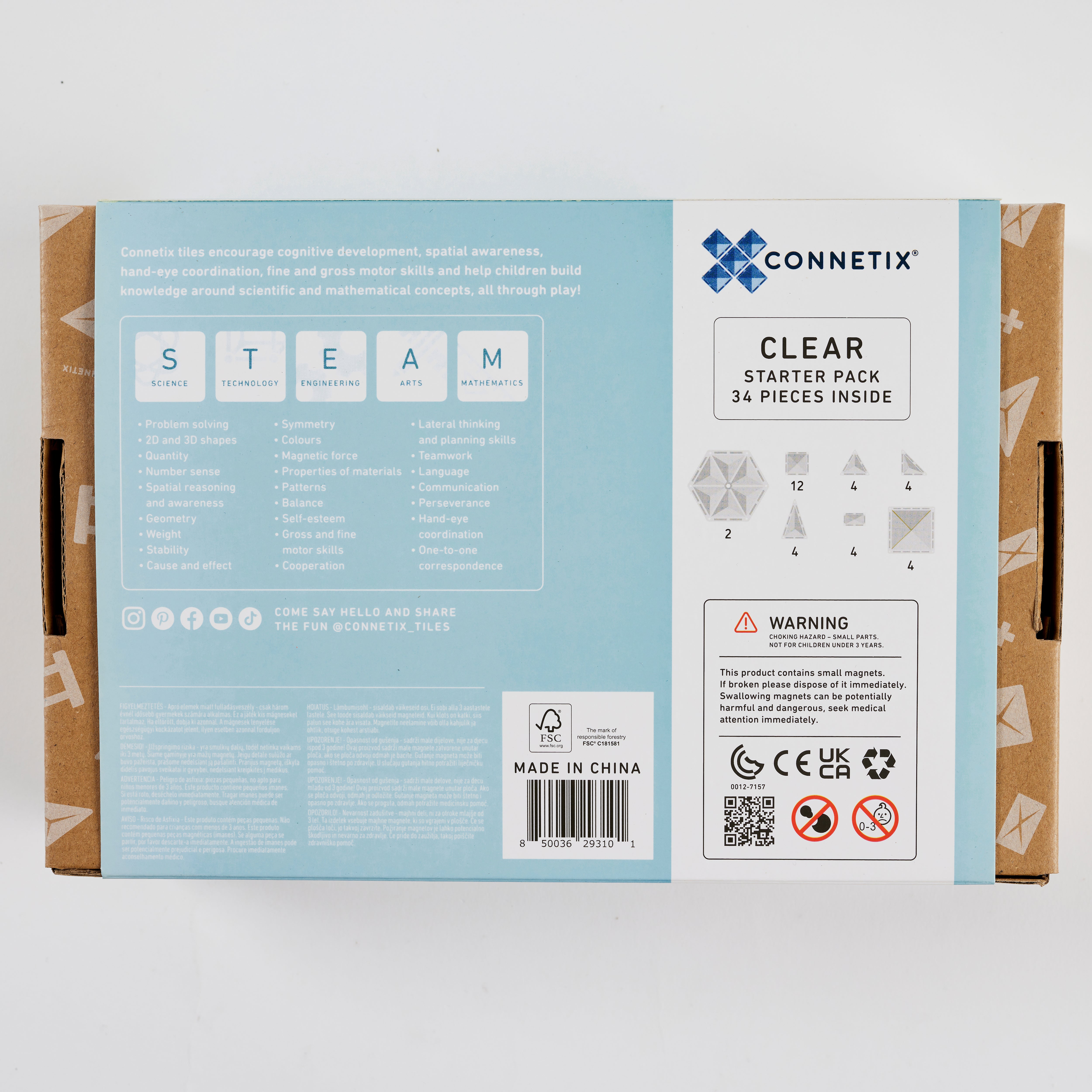 CONNETIX - Starter Clear Pack 34 stuks - magnetisch constructiespeelgoed