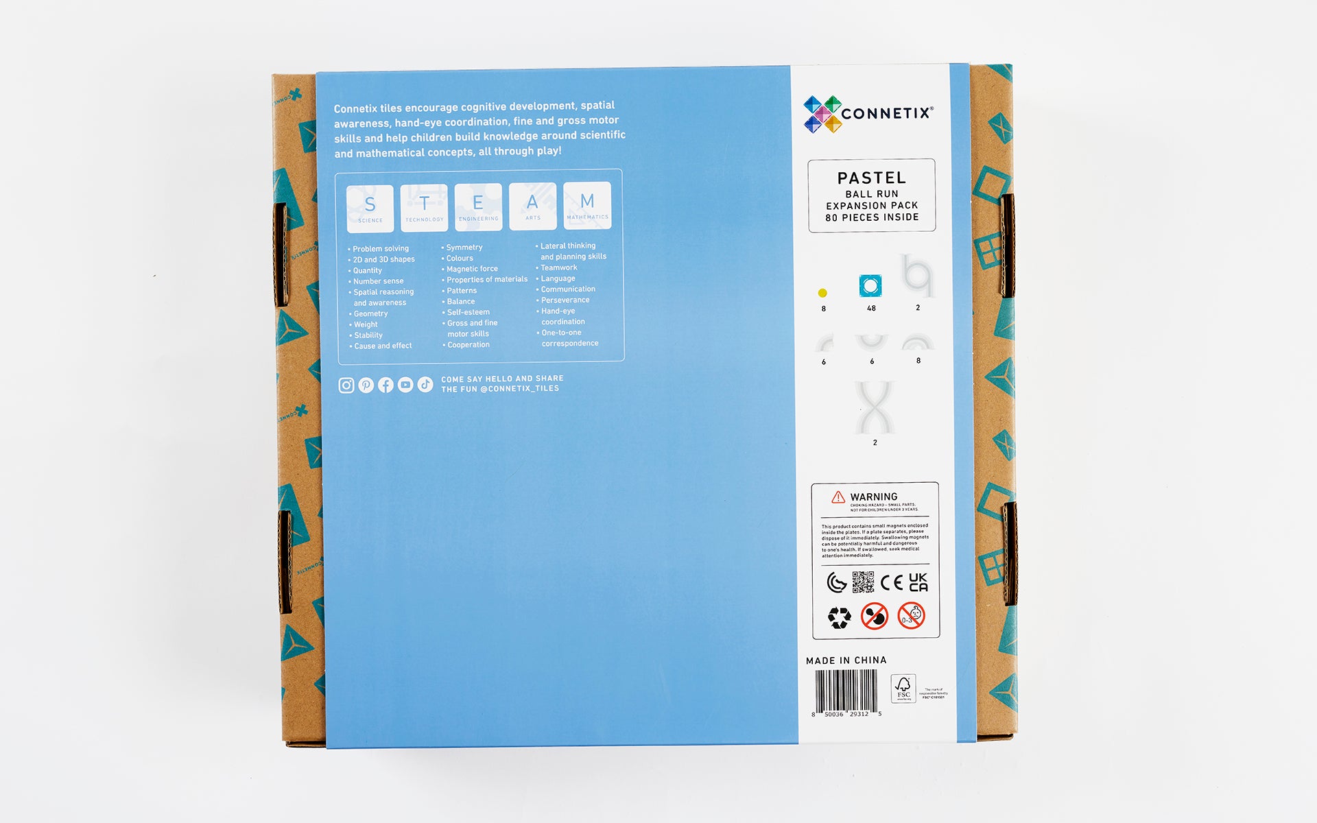 CONNETIX - Pastel Ball Run Pack knikkerbaan Uitbreiding 80 stuks - magnetisch constructiespeelgoed