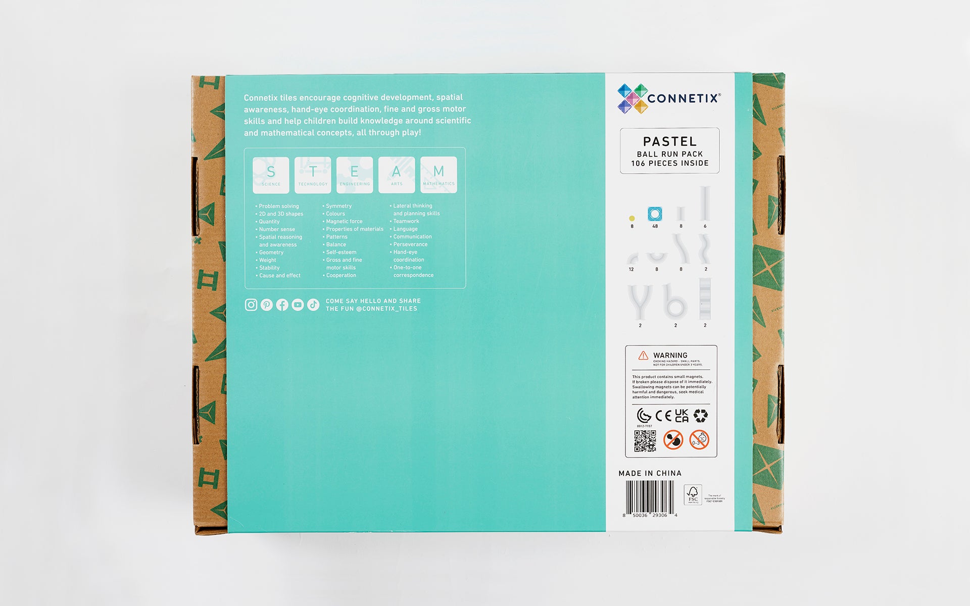 CONNETIX - Pastel Ball Run Pack knikkerbaan 106 stuks - magnetisch constructiespeelgoed