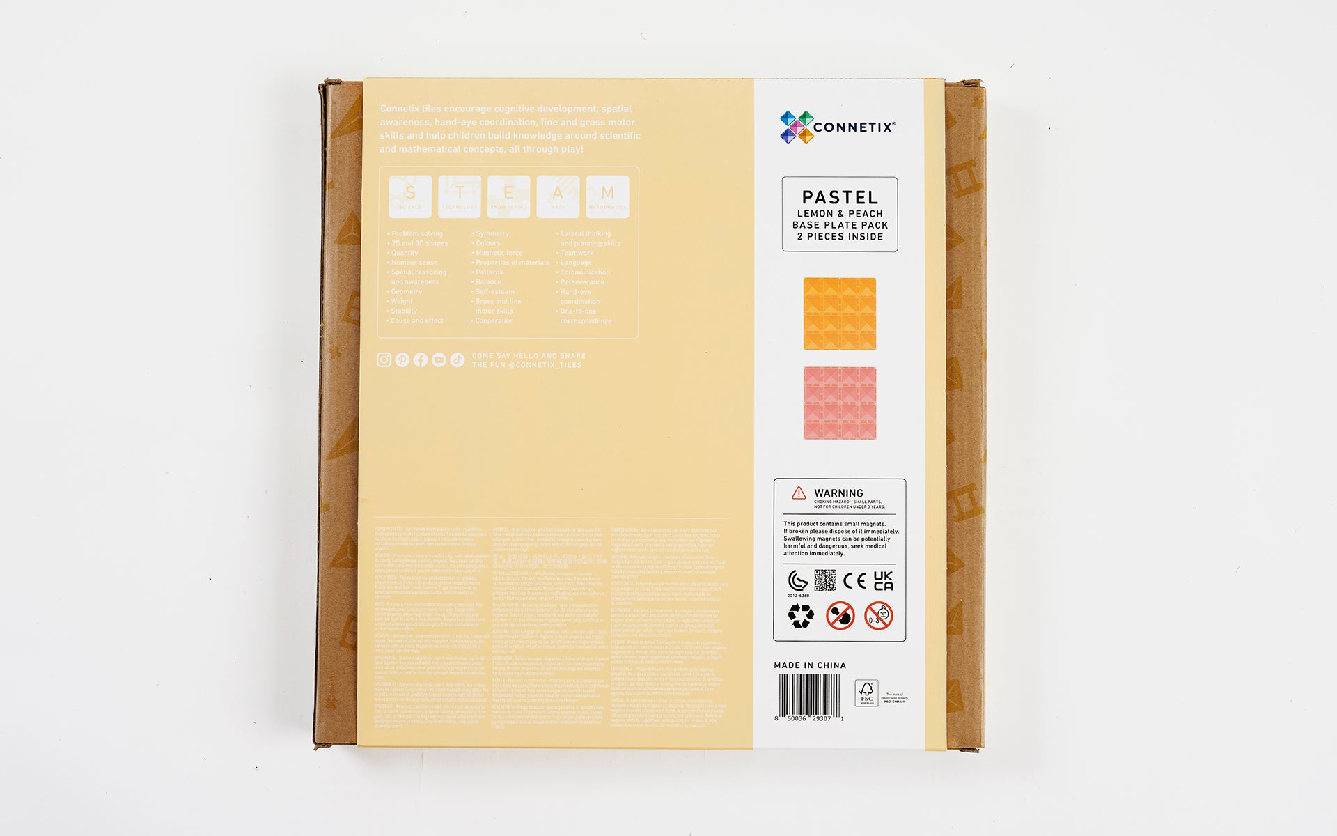 CONNETIX - 2 Pastel Lemon basisplaten 30 x 30 cm - magnetisch constructiespeelgoed