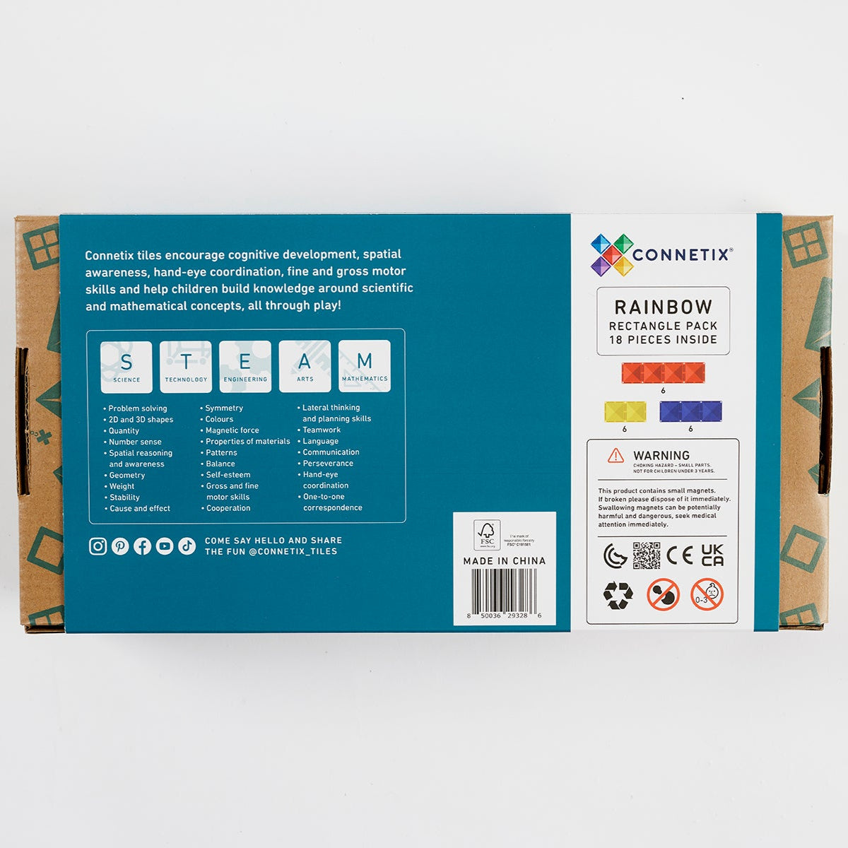 CONNETIX - Rainbow Rectangle Pack 18 stuks - magnetisch constructiespeelgoed