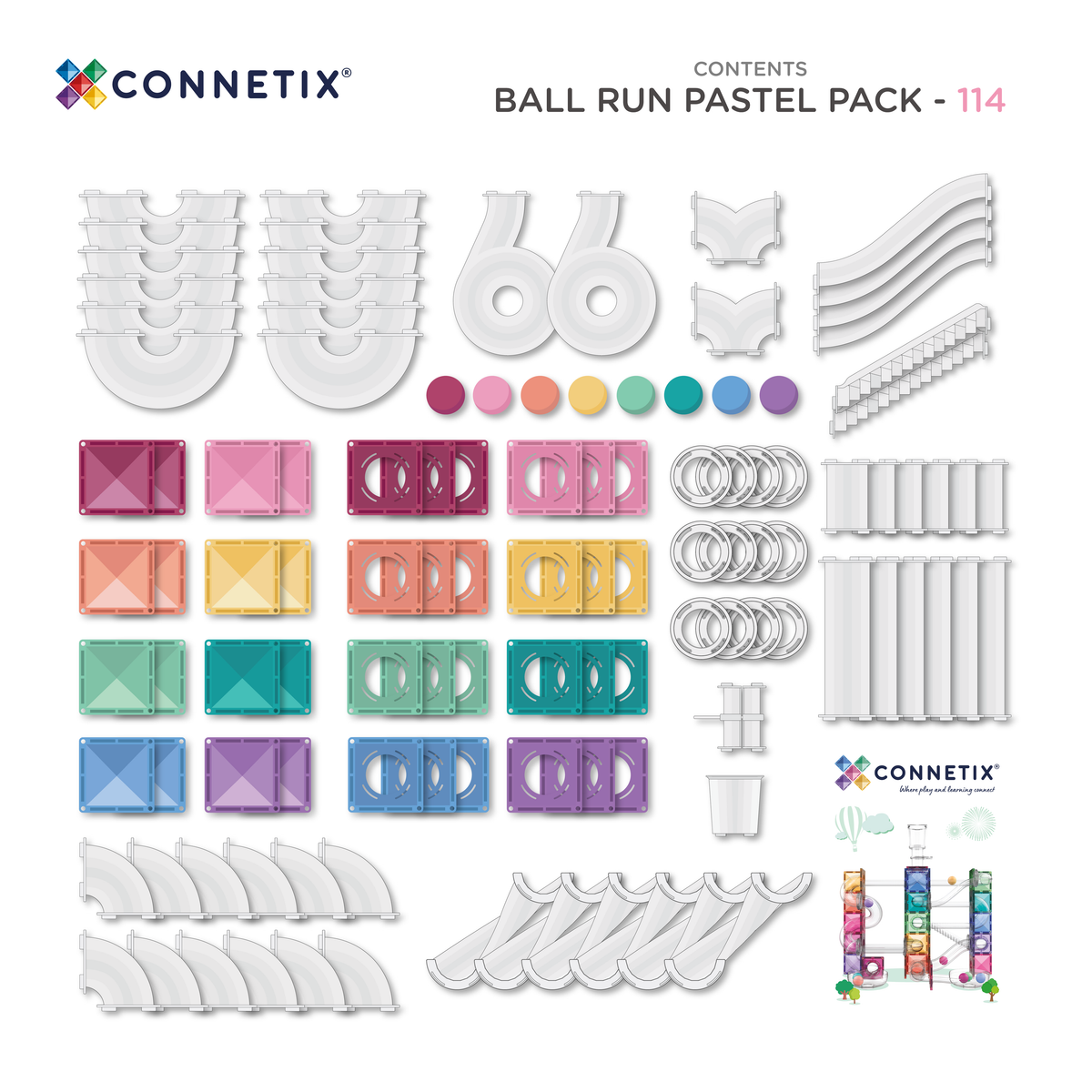 CONNETIX - Knikkerbaan Pastel set 114 stuks