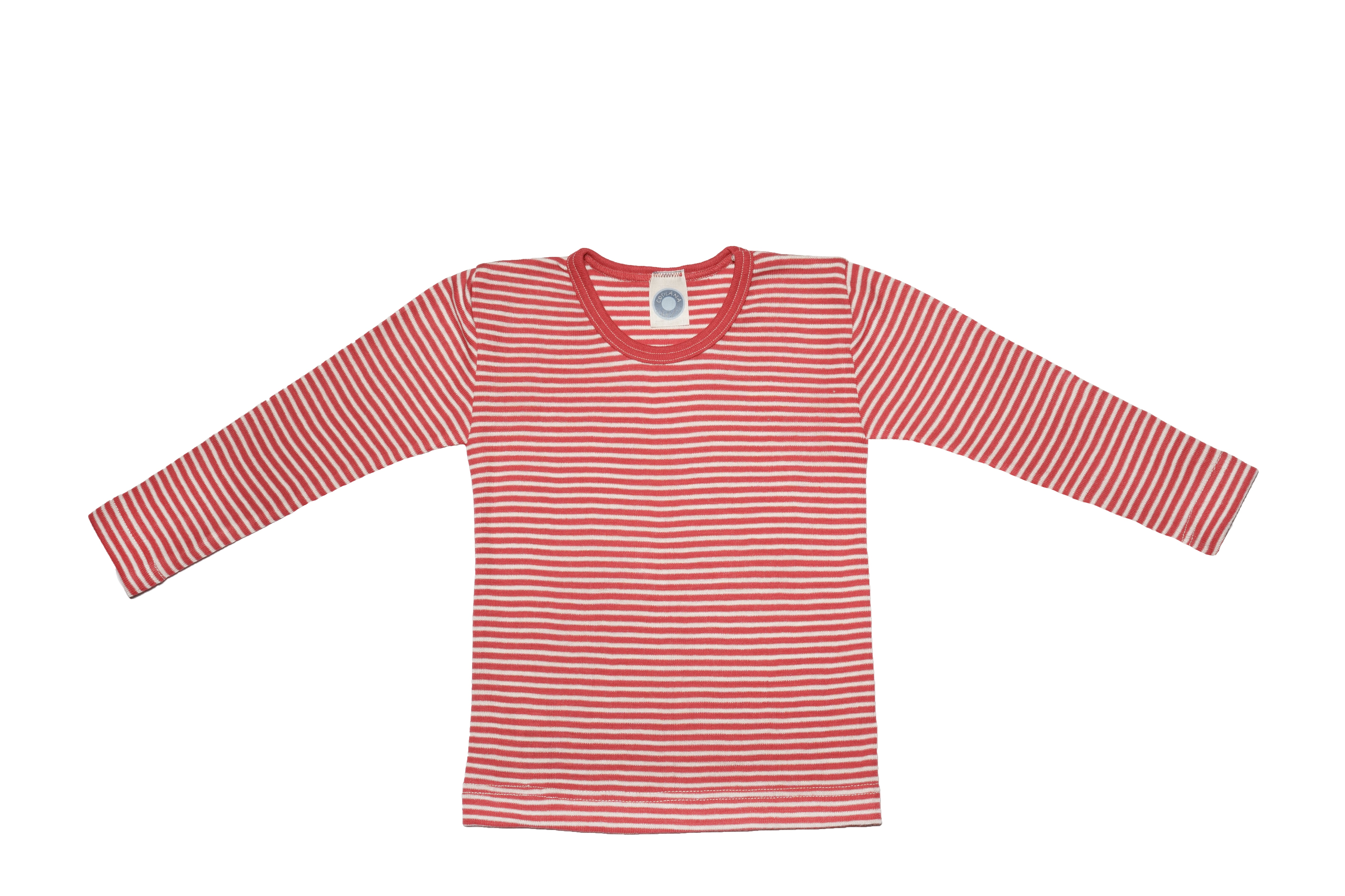 Cosilana Kindershirt Lange Mouw Wol/Zijde Rood Gestreept