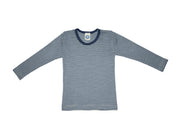 Cosilana Kinderhemd Lange Mouw Wol/Zijde Marineblauw Gestreept