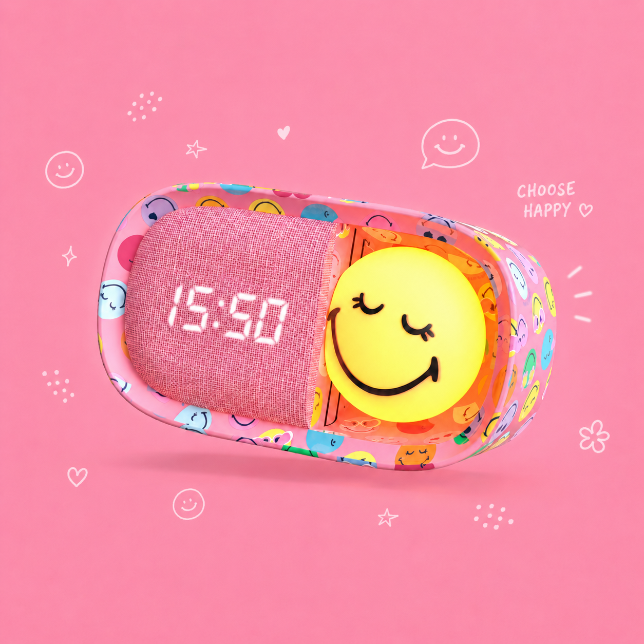 MOB x SmileyWorld - Dreamy wekker - Roze