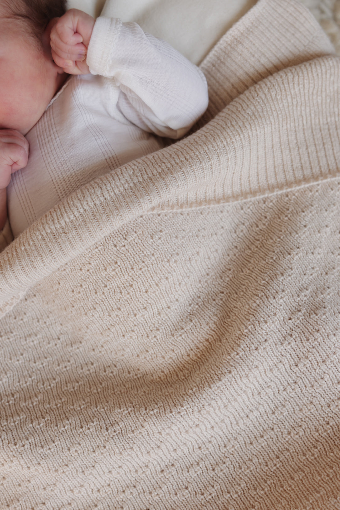 Hvid Wollen babydeken Dora Cream