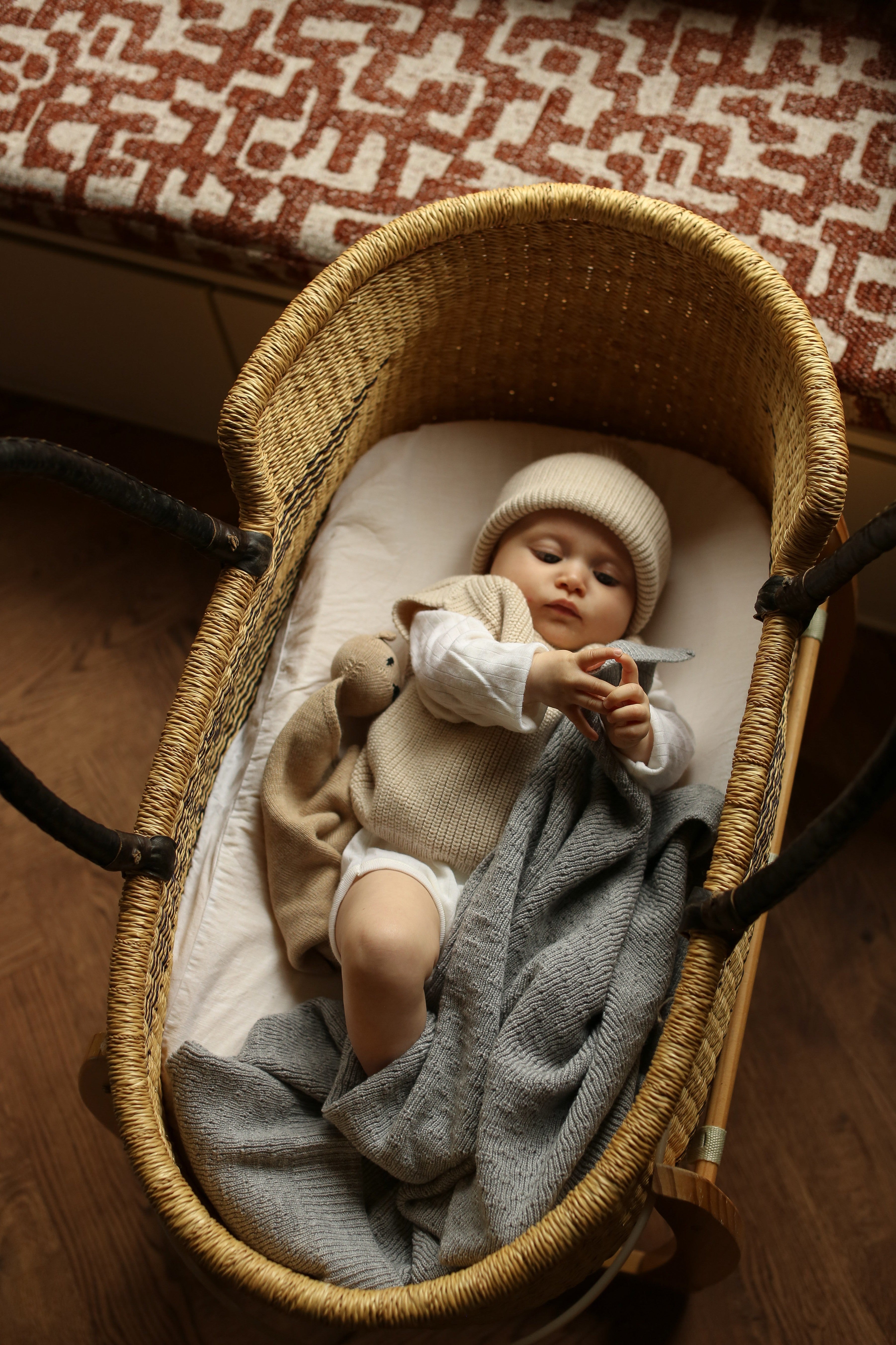 Hvid Wollen babydeken Dora Grey Melange