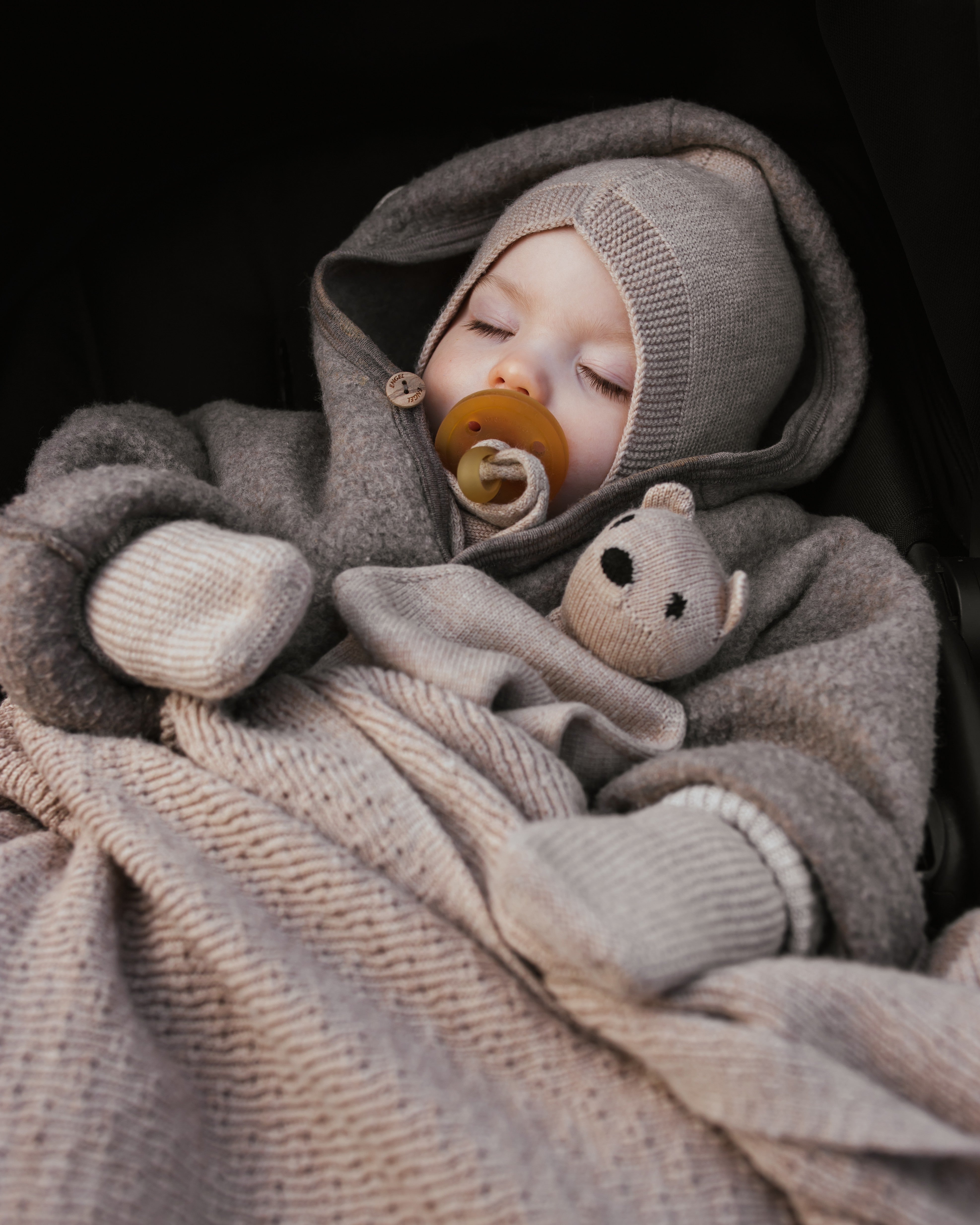 Hvid Wollen babydeken Dora Sand