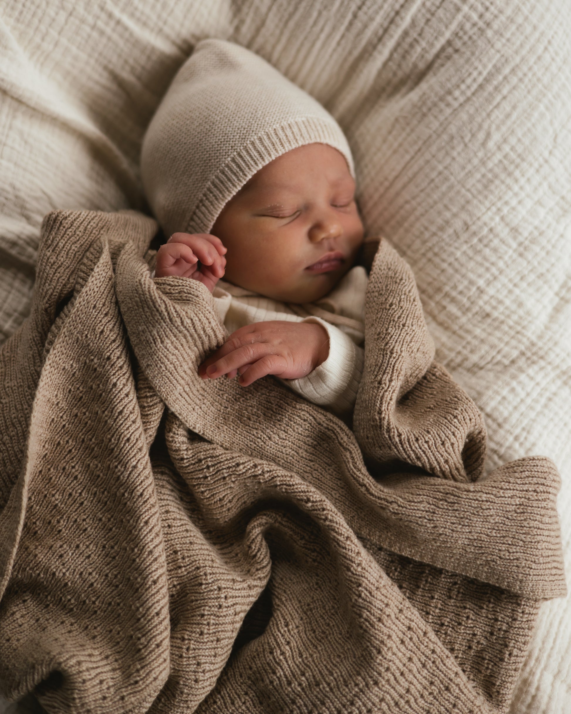 Hvid Wollen babydeken Dora Sand