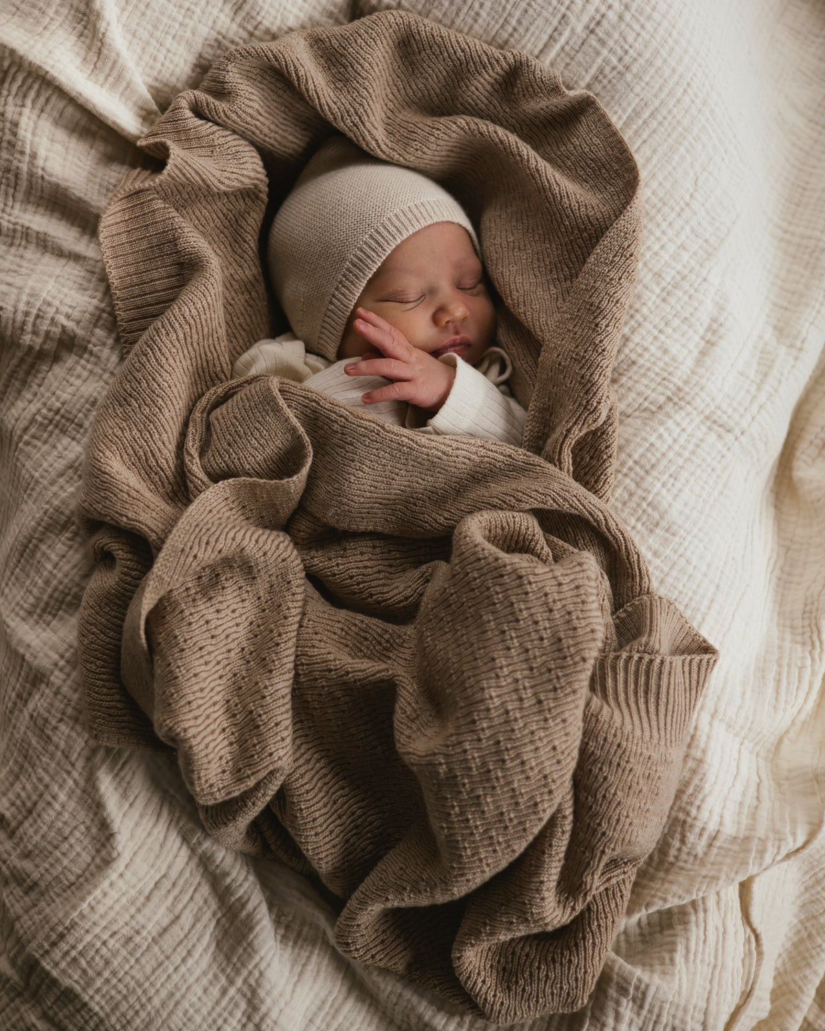Hvid Wollen babydeken Dora Sand